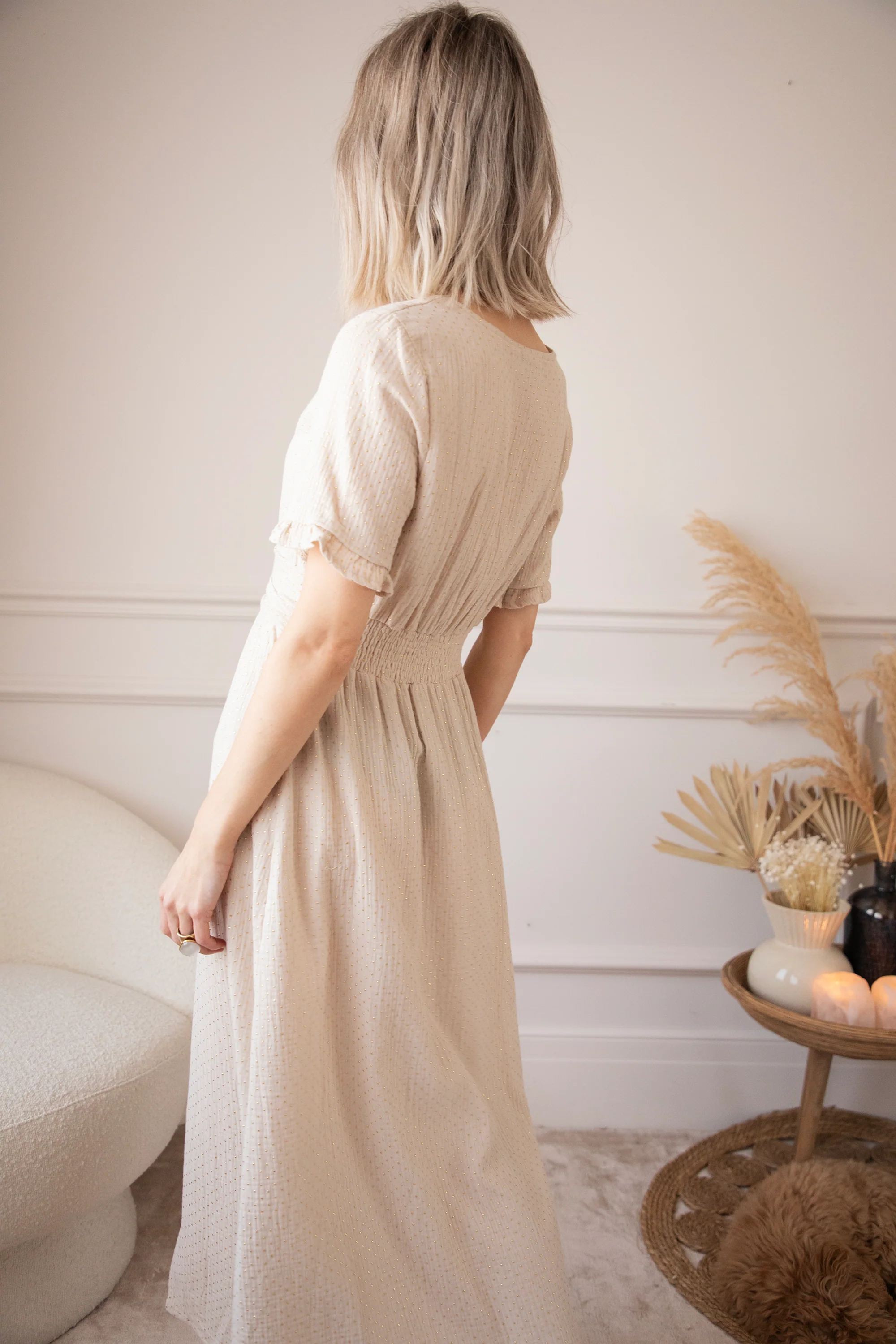 Gold Dots Beige - Maxi Jurk - Image 9