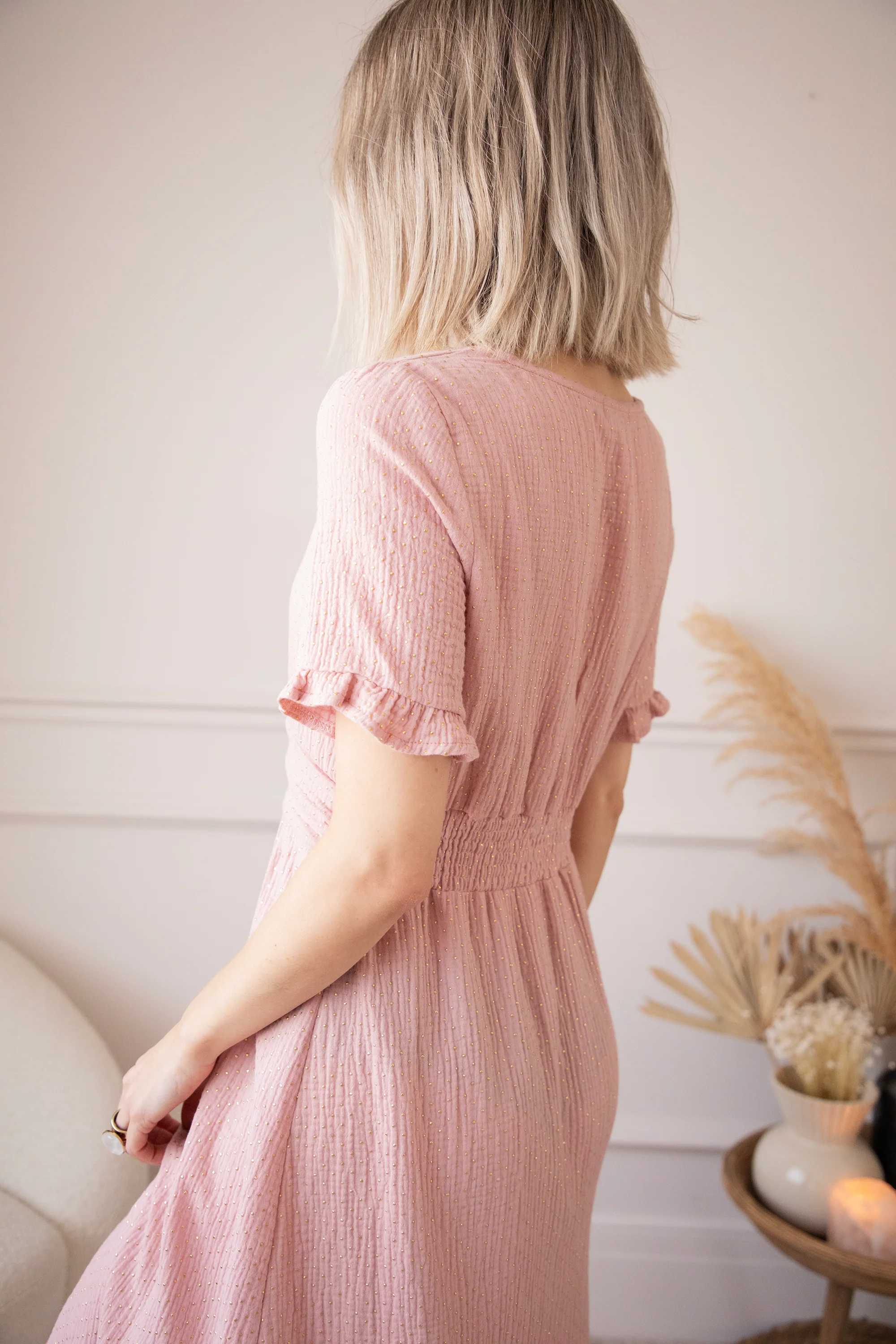 Gold Dots Old Pink - Maxi Jurk - Image 5