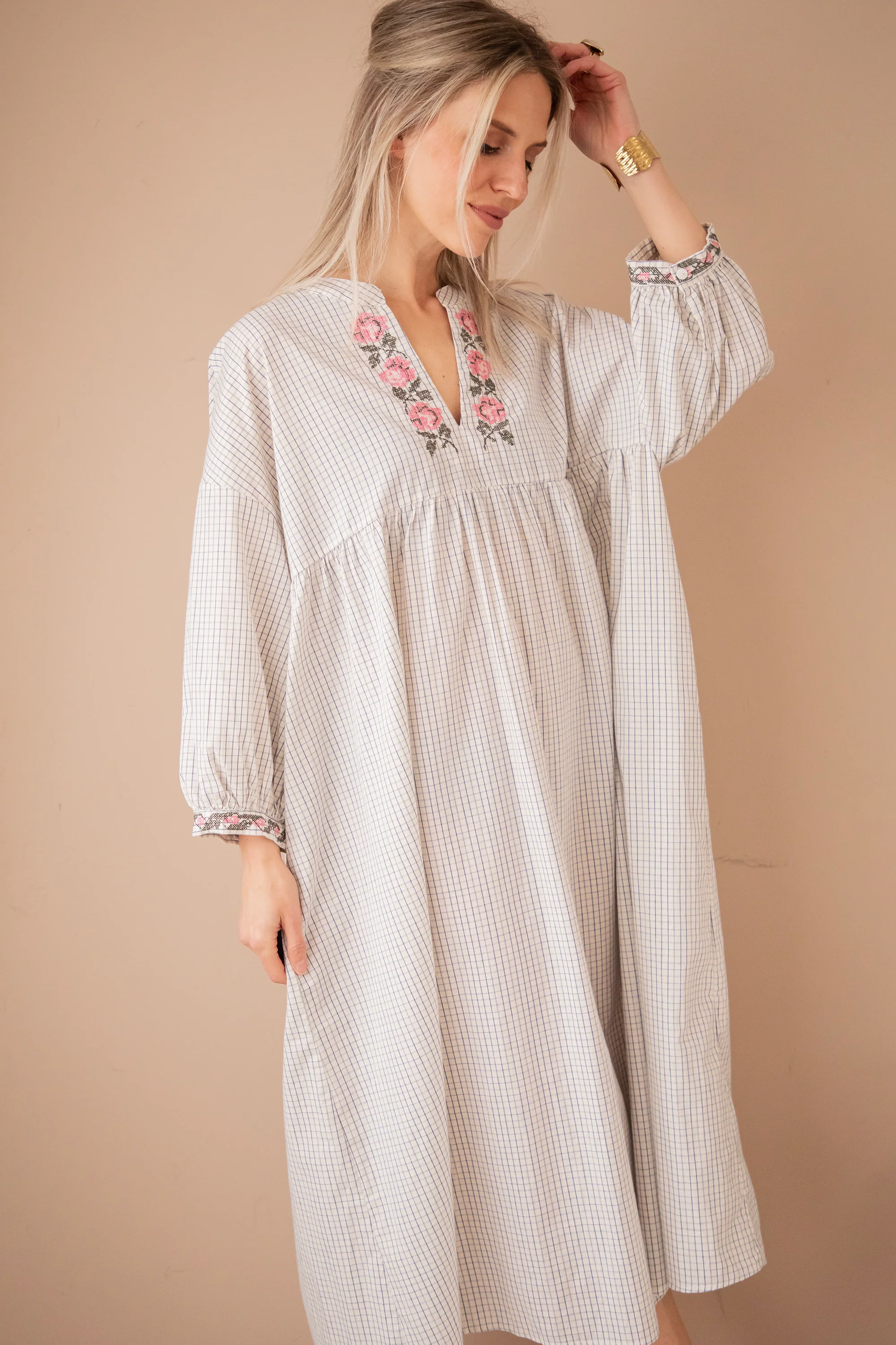 Grid & Grow Dark Blue - Maxi Jurk - Image 2