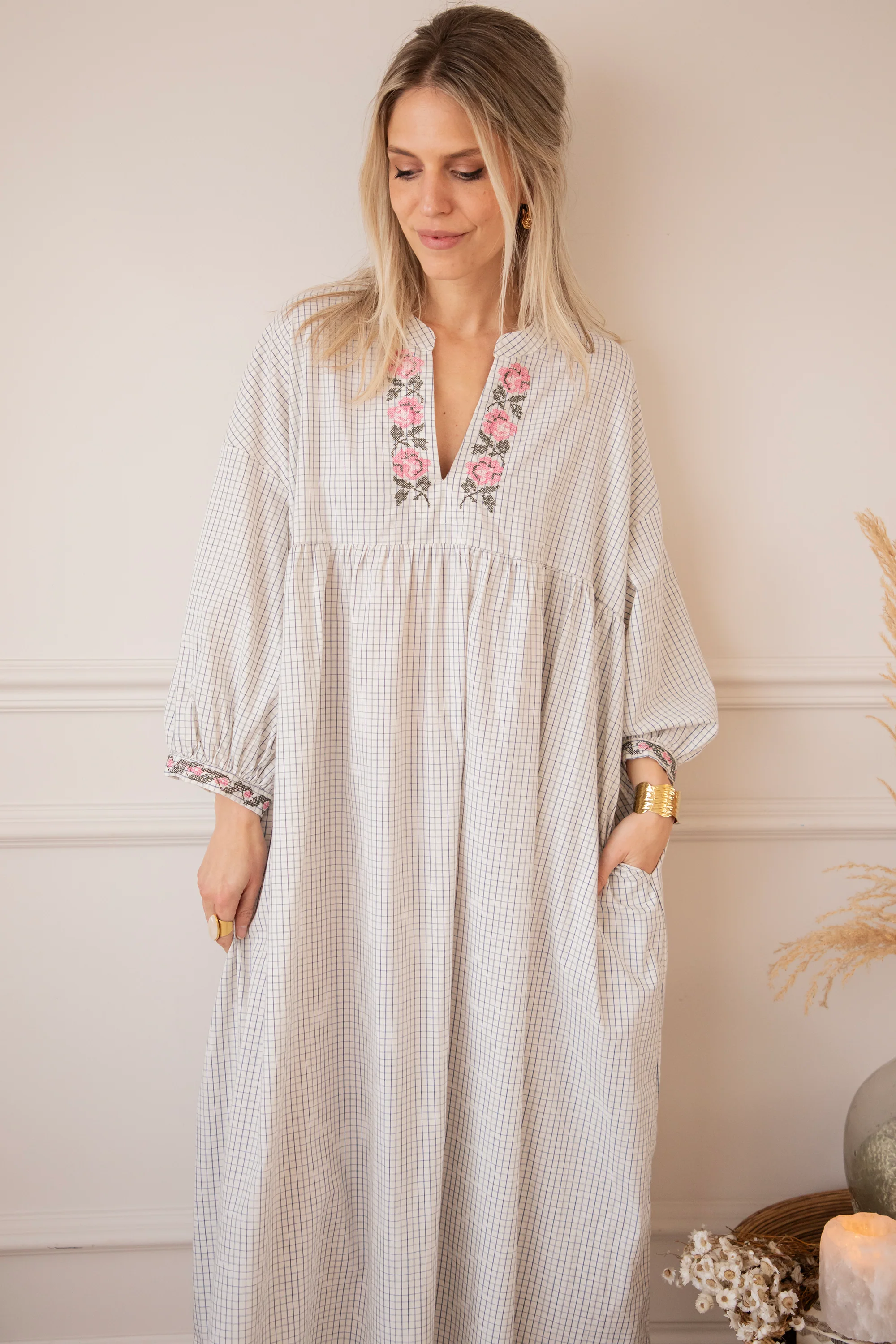 Grid & Grow Dark Blue - Maxi Jurk - Image 4