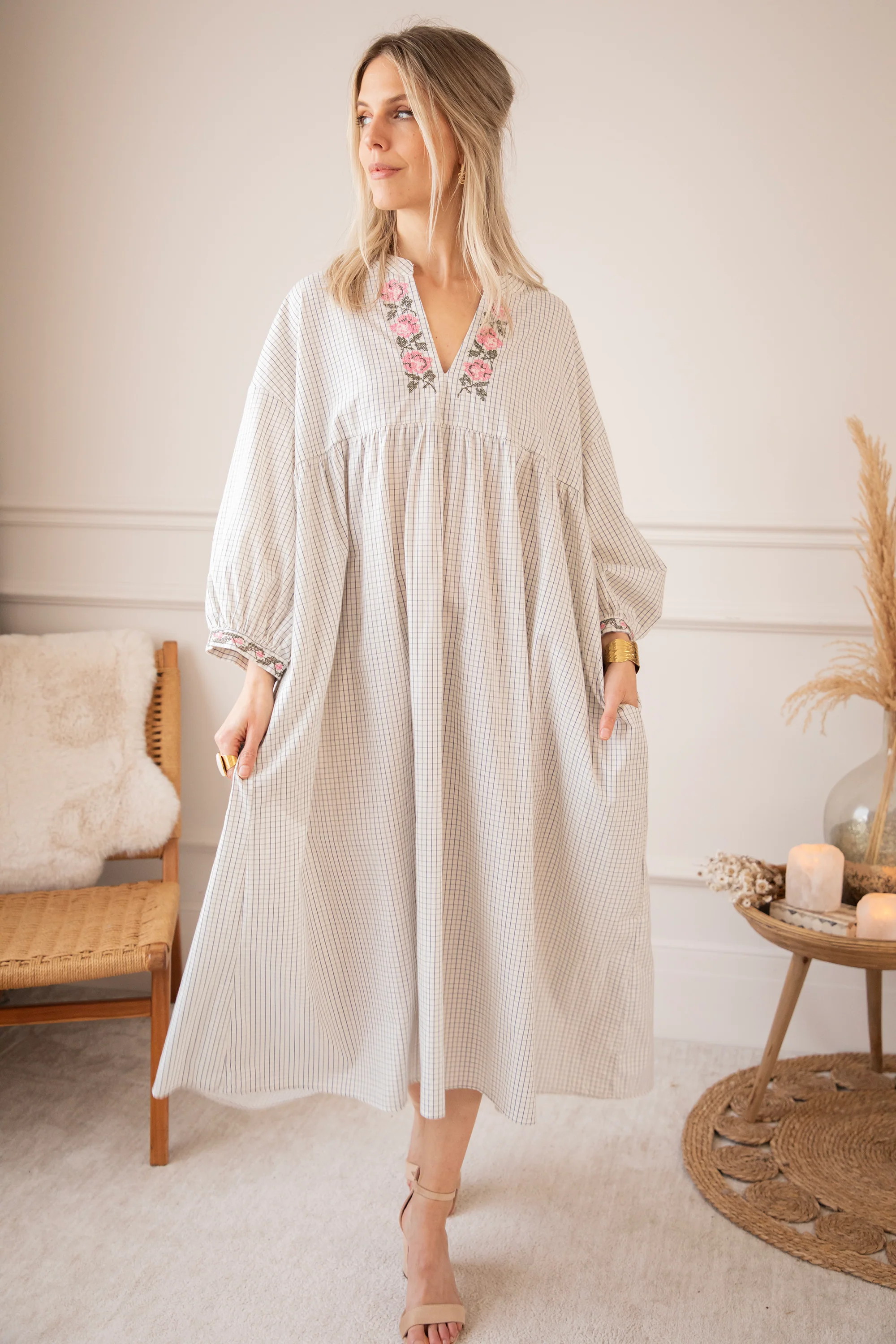 Grid & Grow Dark Blue - Maxi Jurk - Image 5