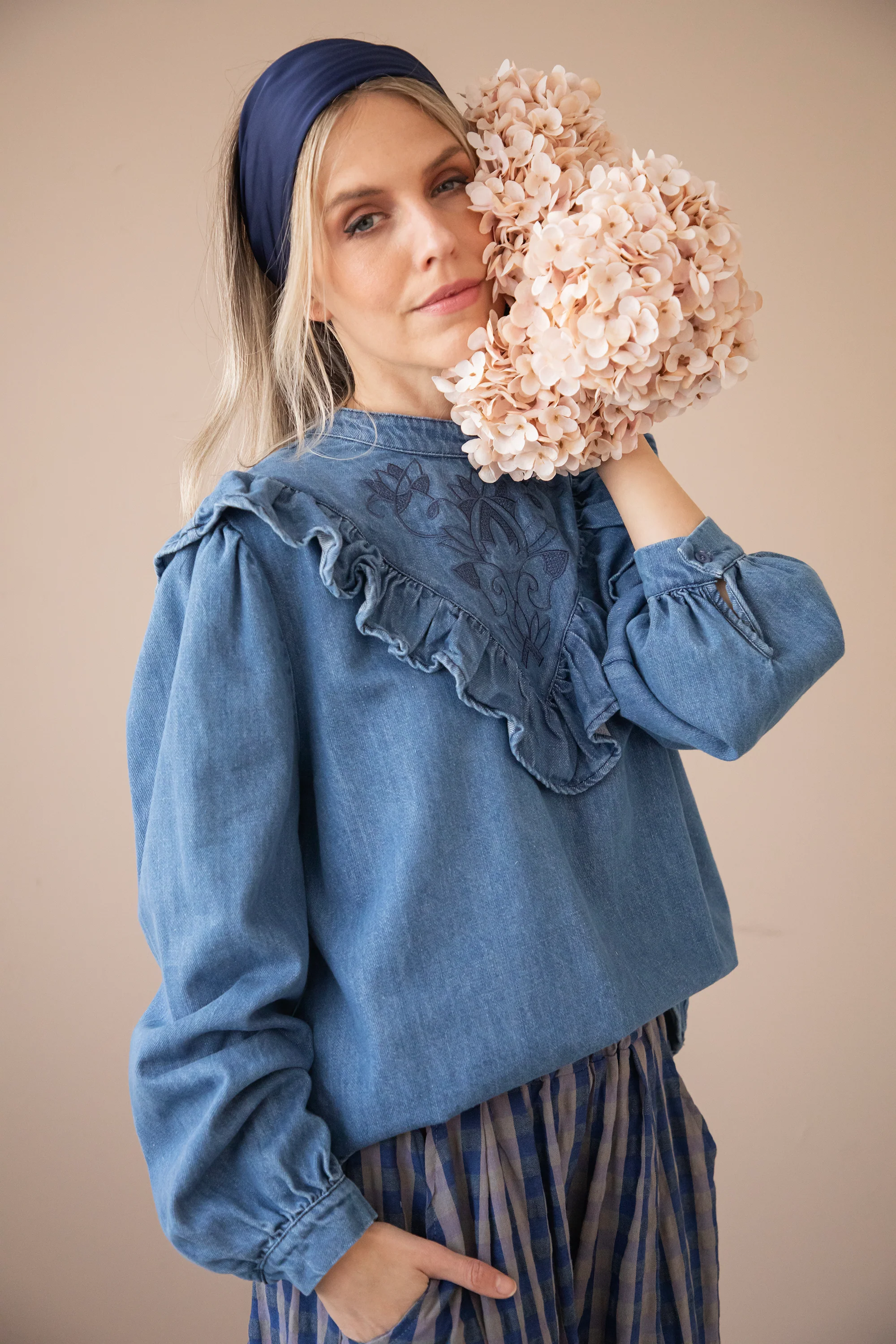 Jeany Ruche Blue - Blouse