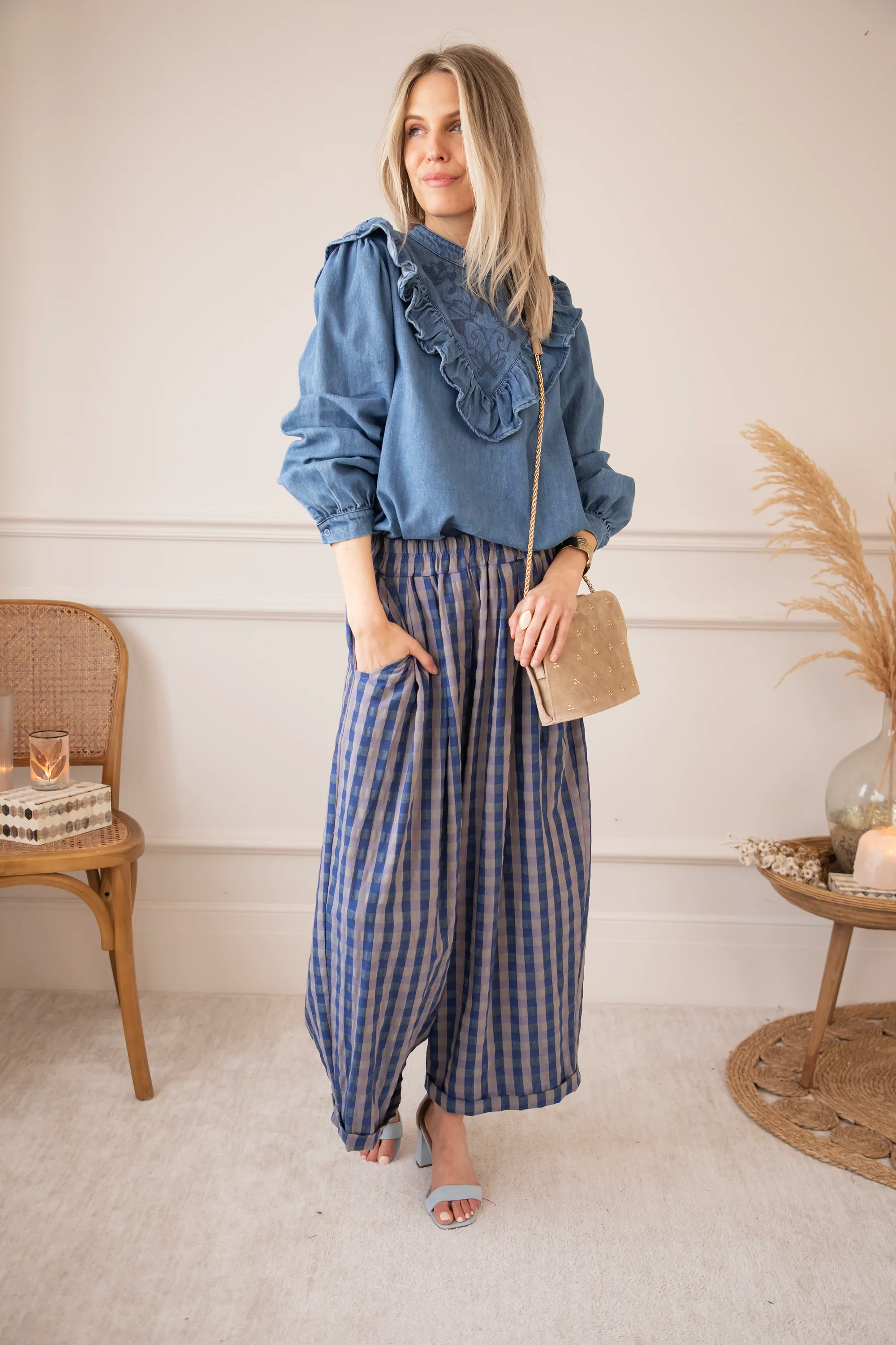 Jeany Ruche Blue - Blouse - Image 6