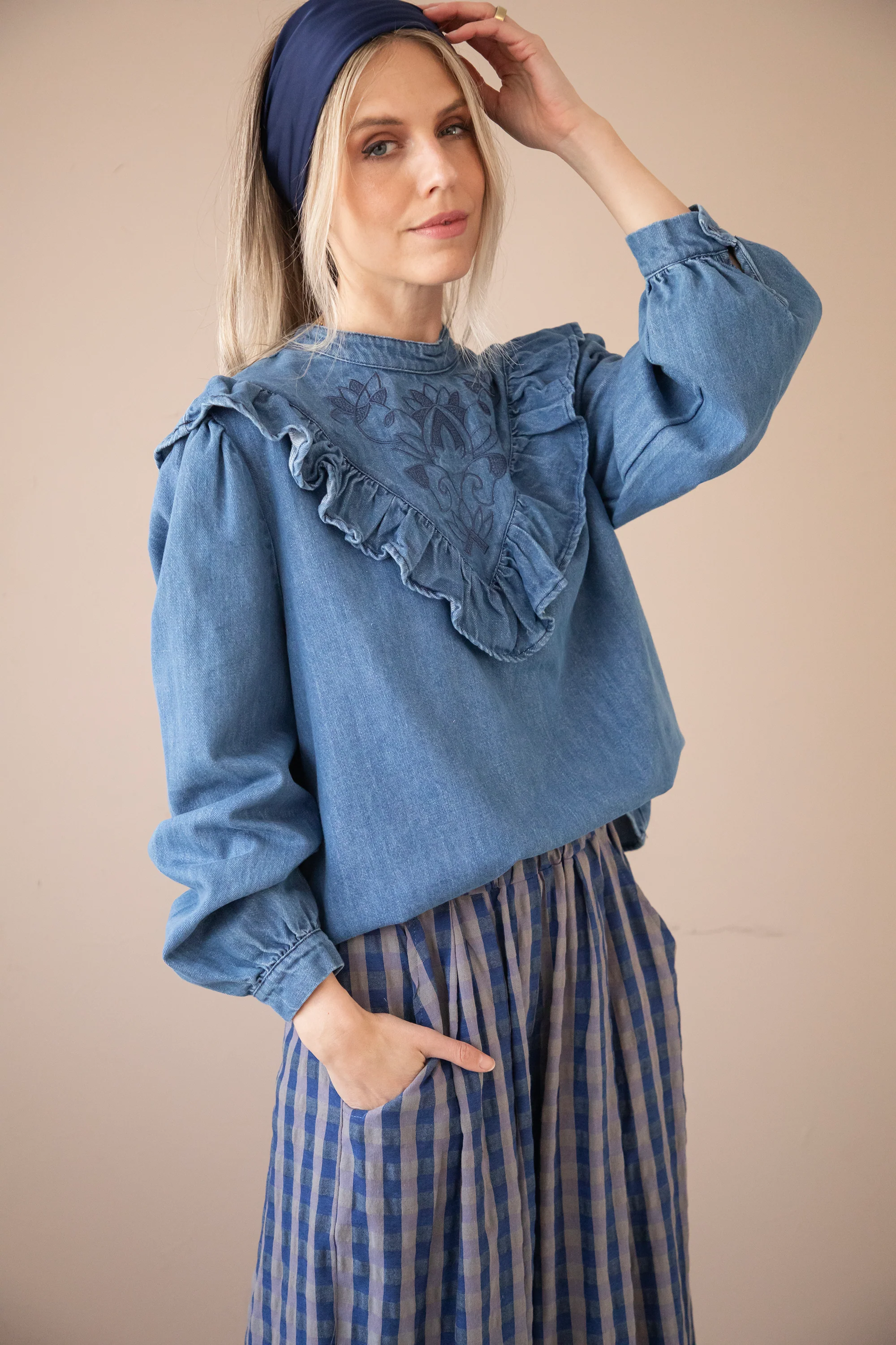 Jeany Ruche Blue - Blouse - Image 8