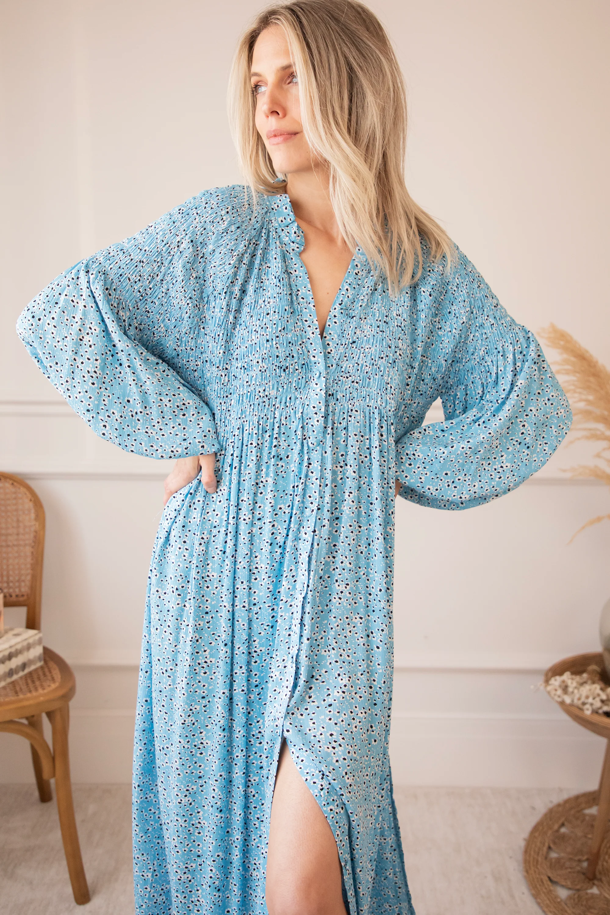 Joyce Bloom Sky Blue - Maxi Jurk - Image 2