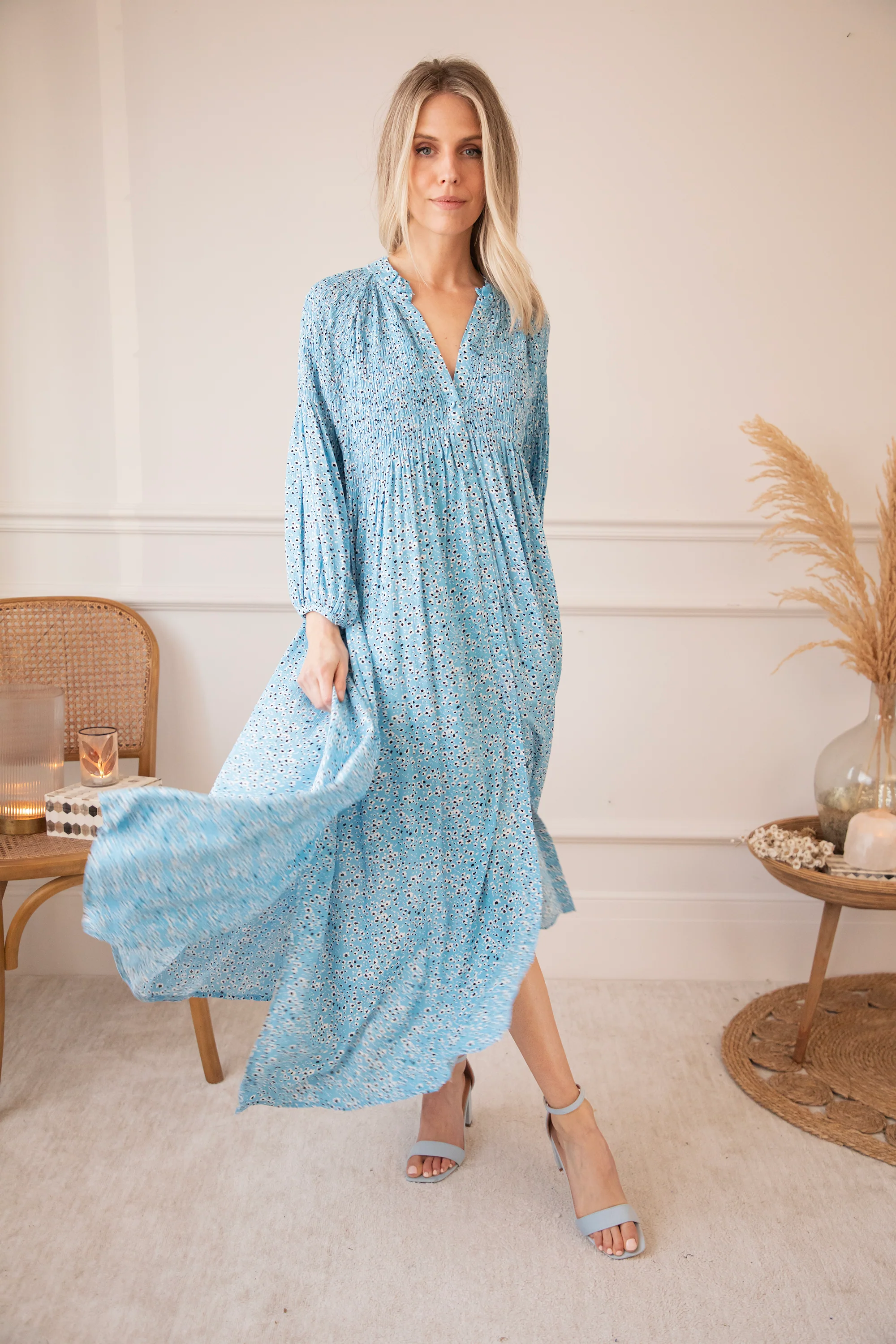 Joyce Bloom Sky Blue - Maxi Jurk - Image 3