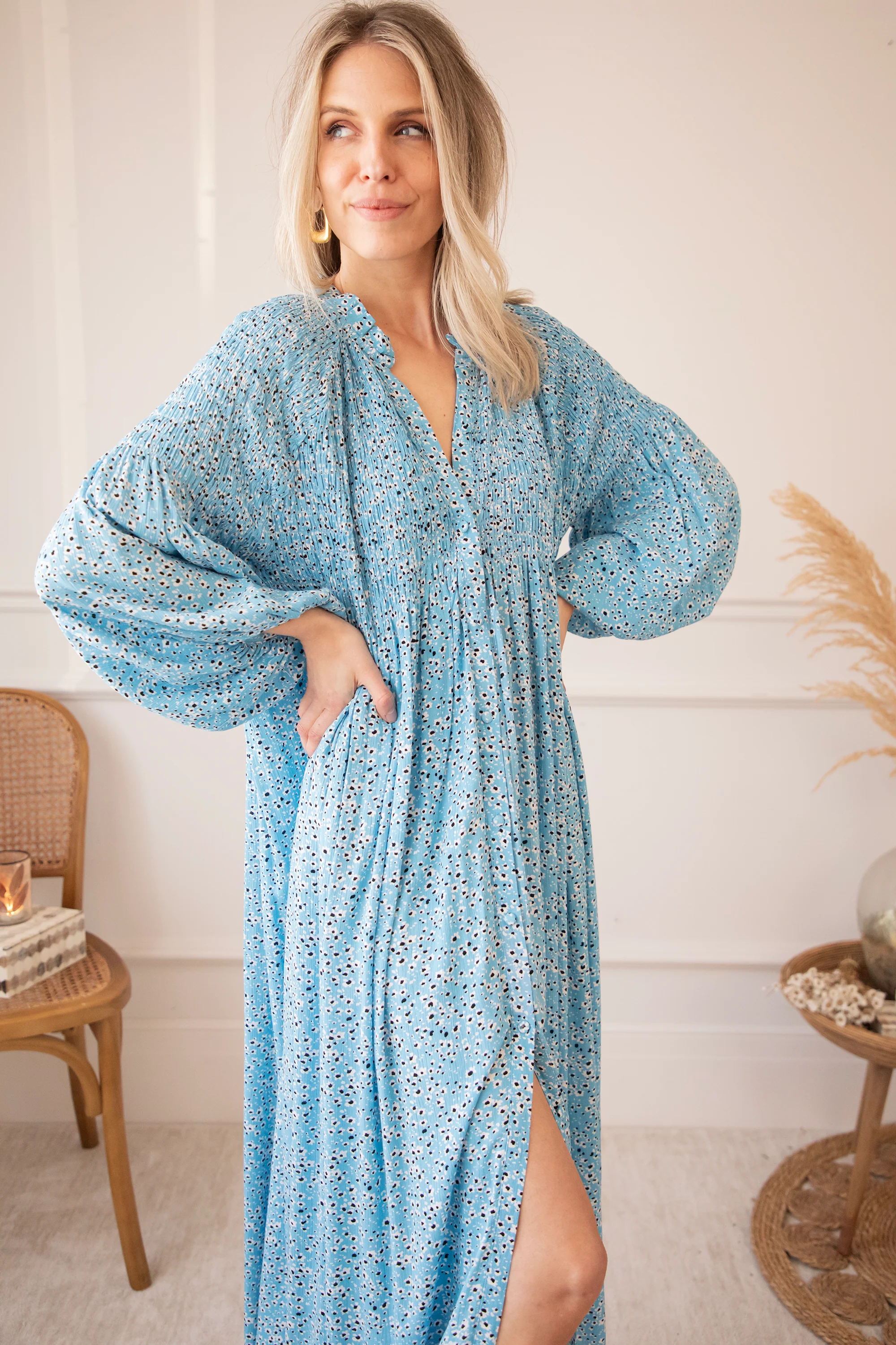 Joyce Bloom Sky Blue - Maxi Jurk - Image 6