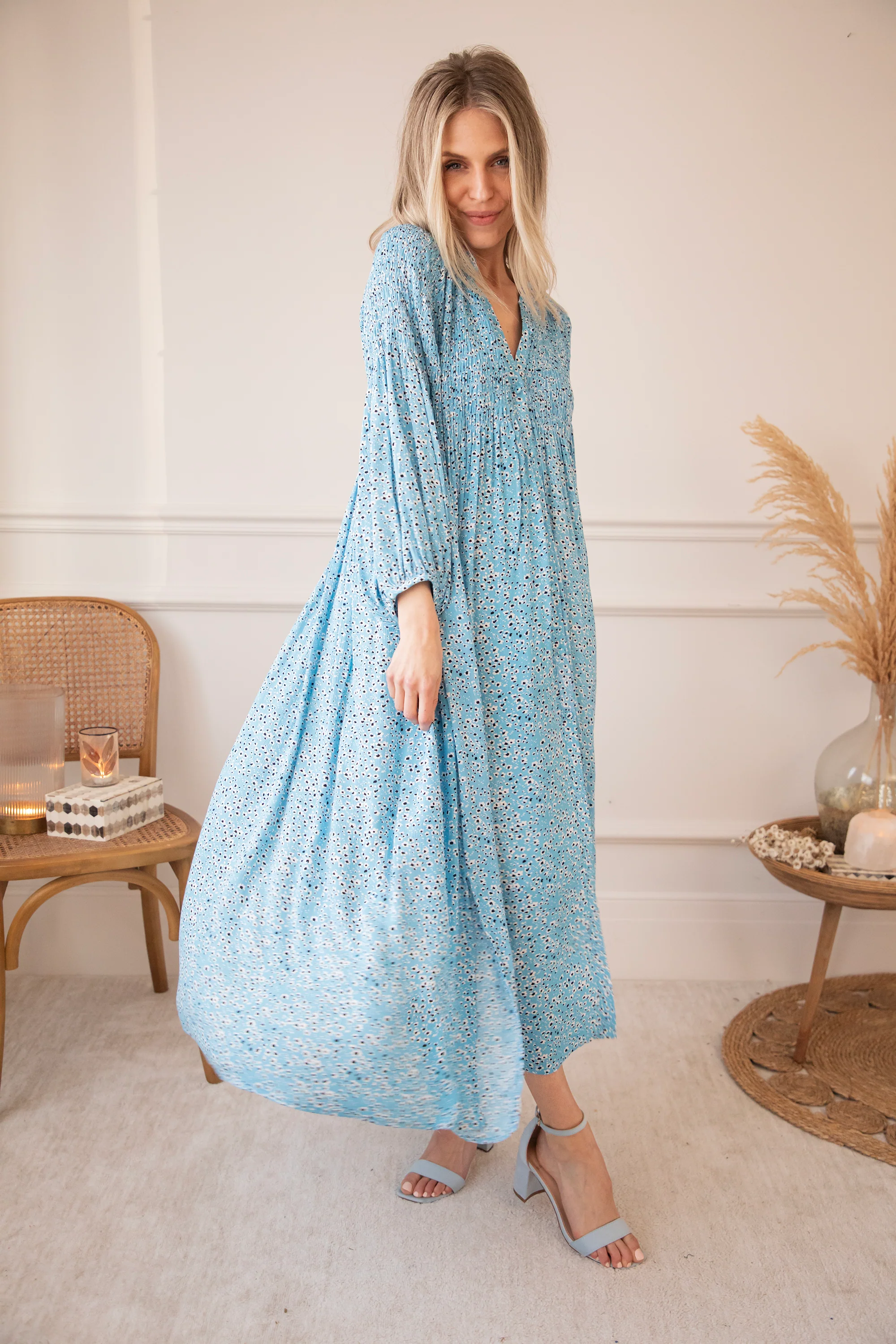 Joyce Bloom Sky Blue - Maxi Jurk - Image 7