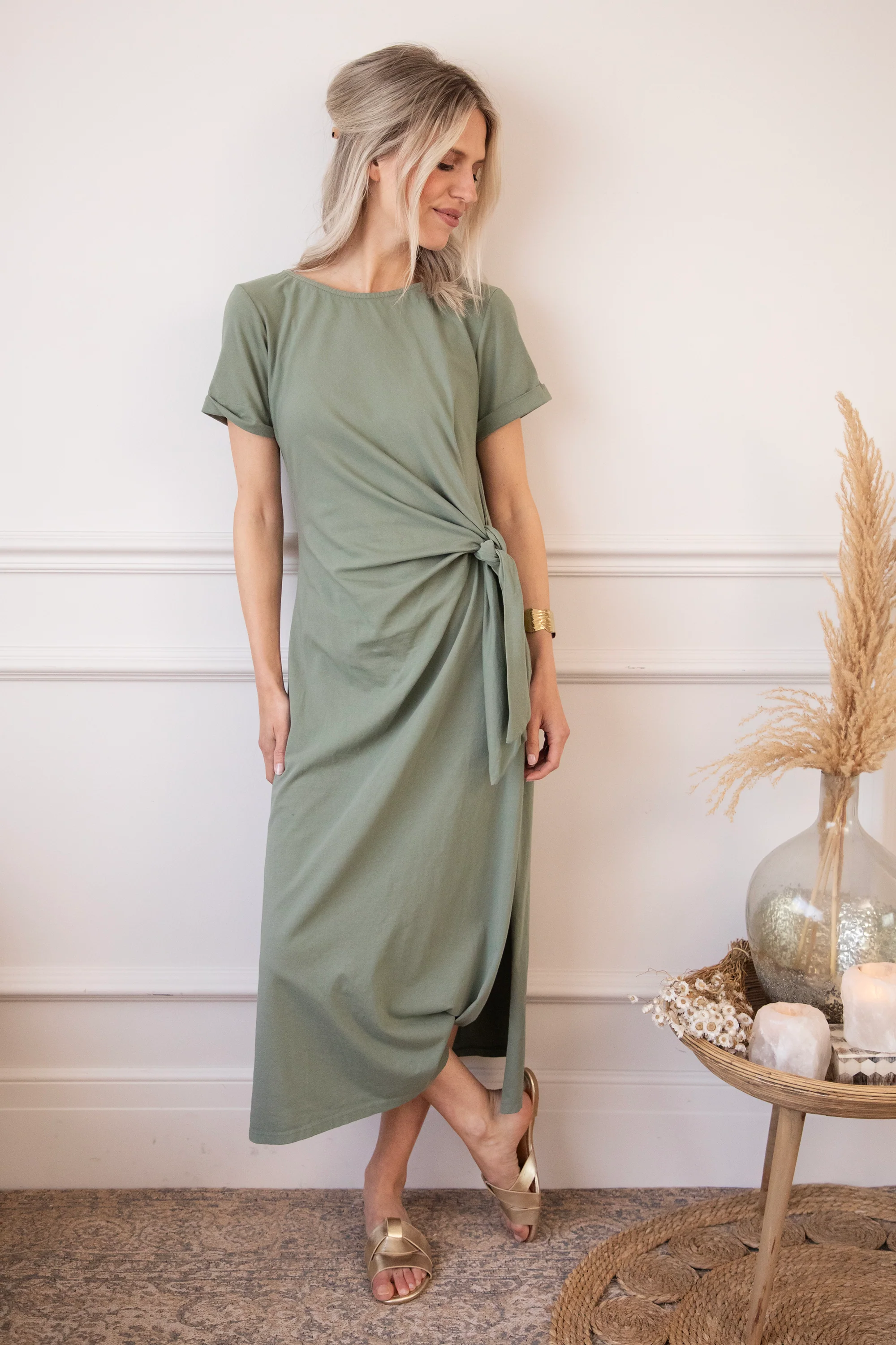 Katie Knot Kaki - Maxi Jurk