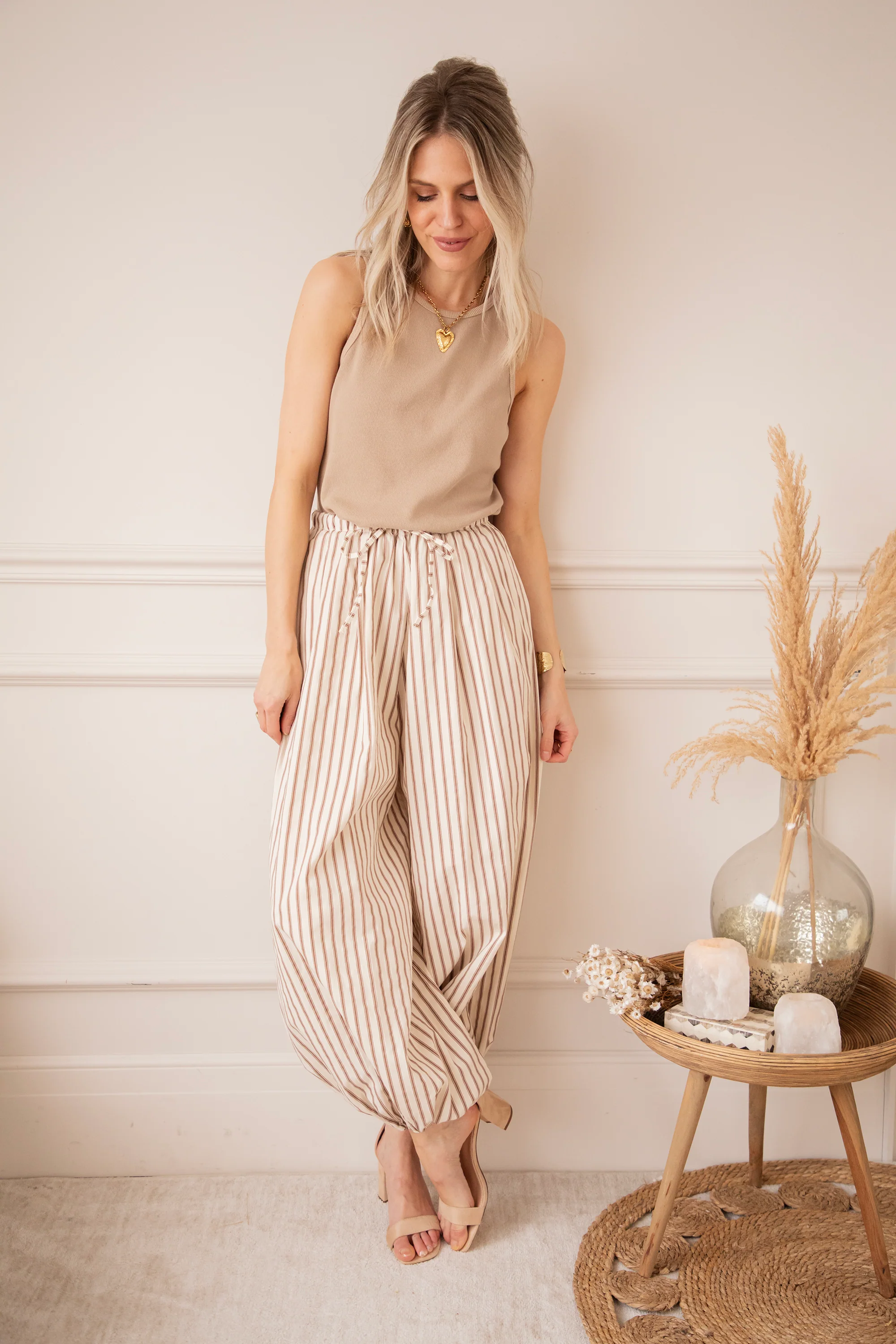 Let The Stripes Flow Beige/Brown - Broek - Image 4