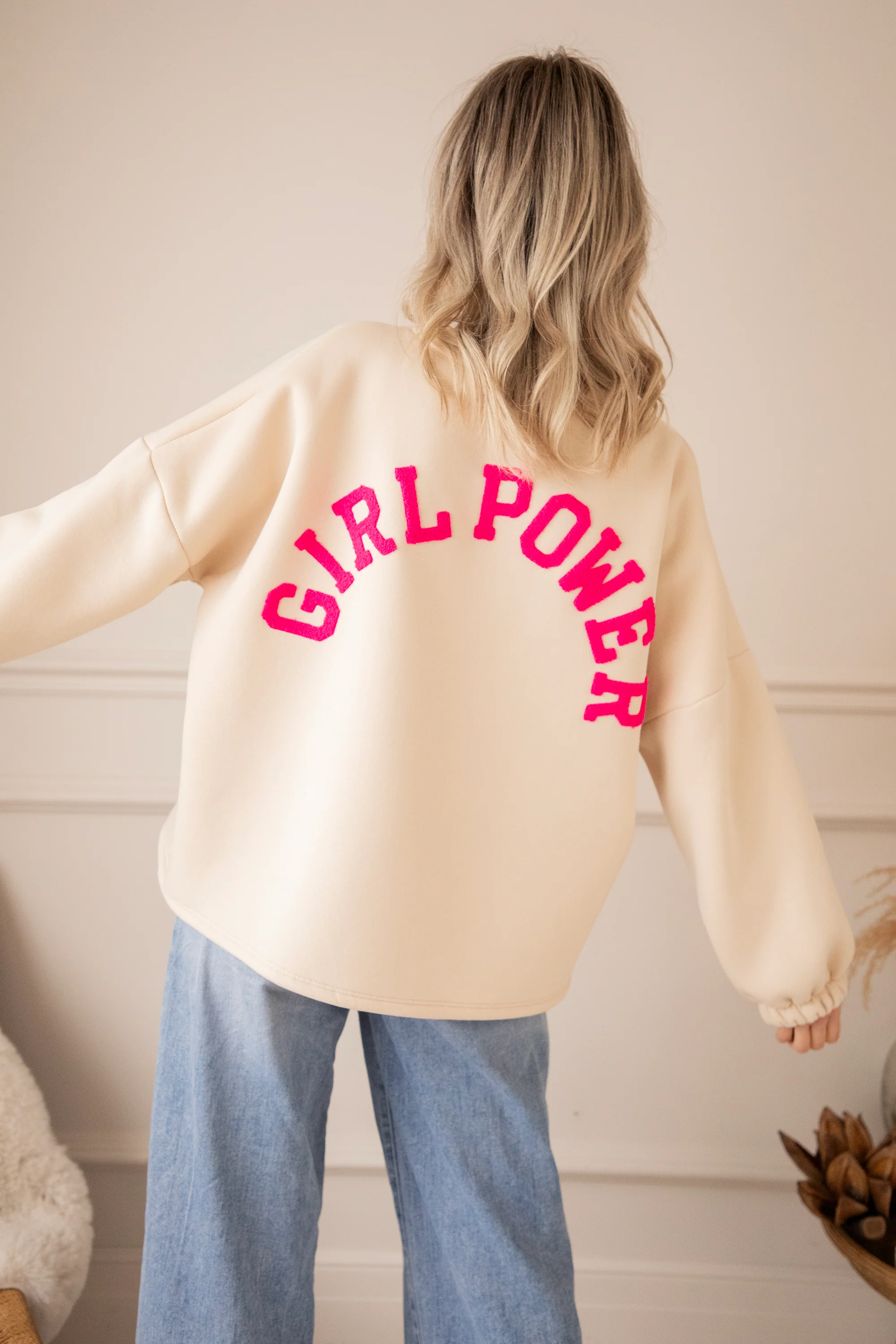 Lily Girl Power Beige/Fuchsia - Sweater - Image 5