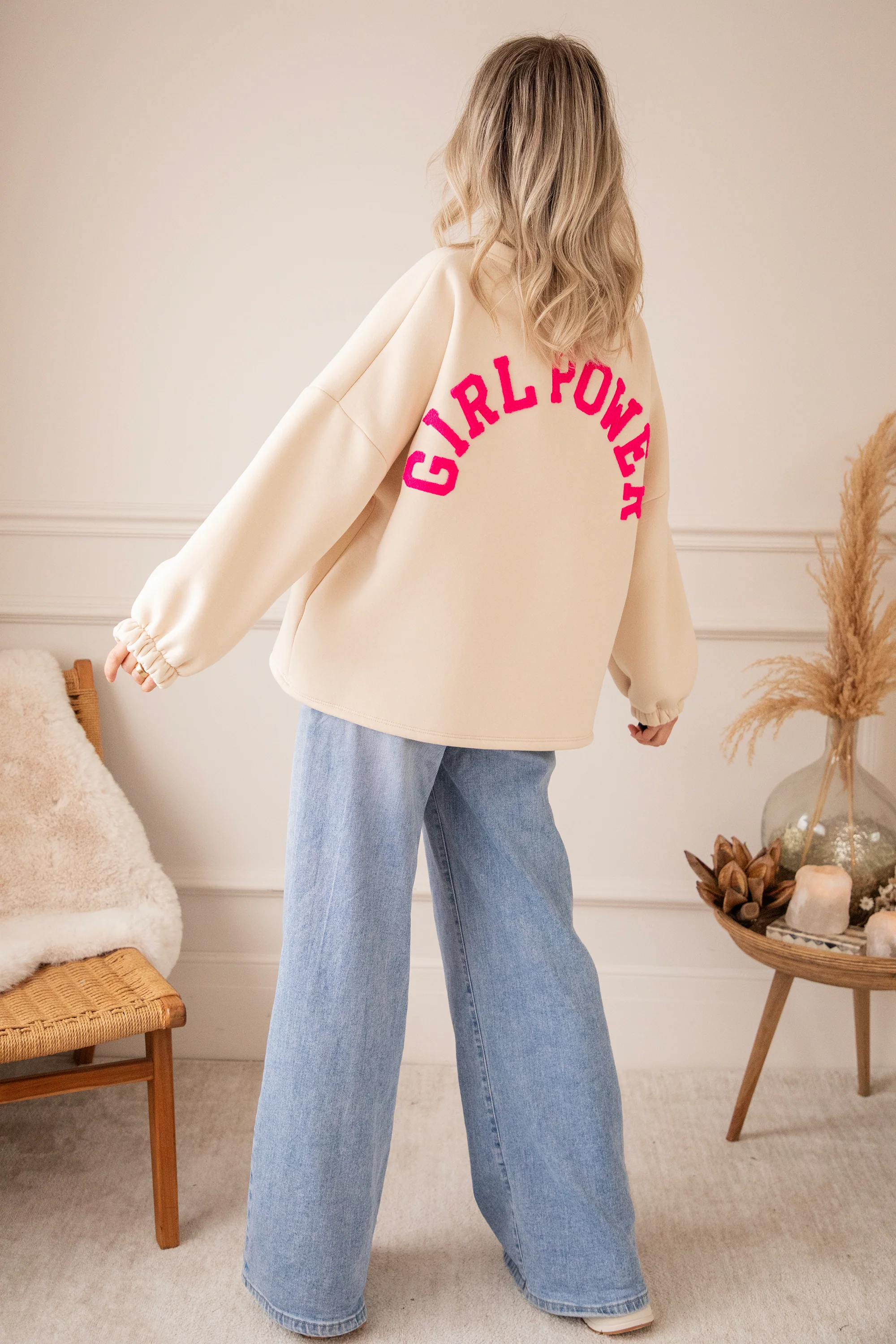 Lily Girl Power Beige/Fuchsia - Sweater - Image 8