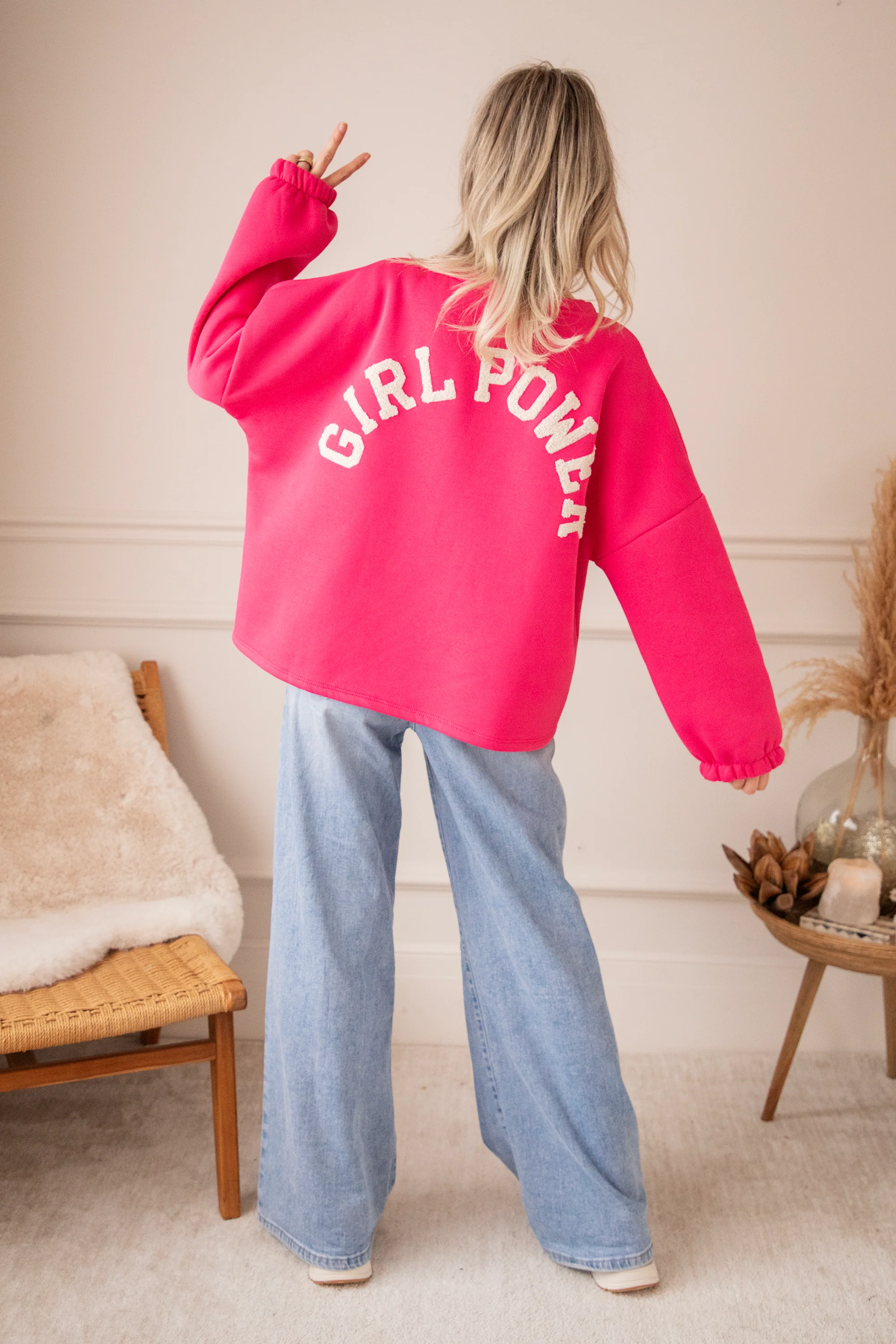 Lily Girl Power Fuchsia/Beige - Sweater - Image 3