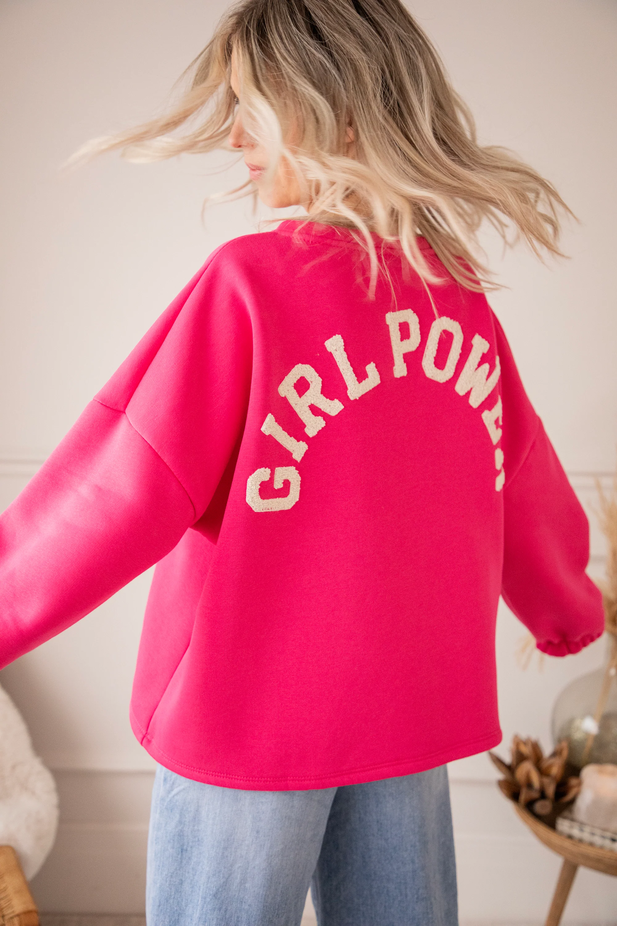 Lily Girl Power Fuchsia/Beige - Sweater - Image 5
