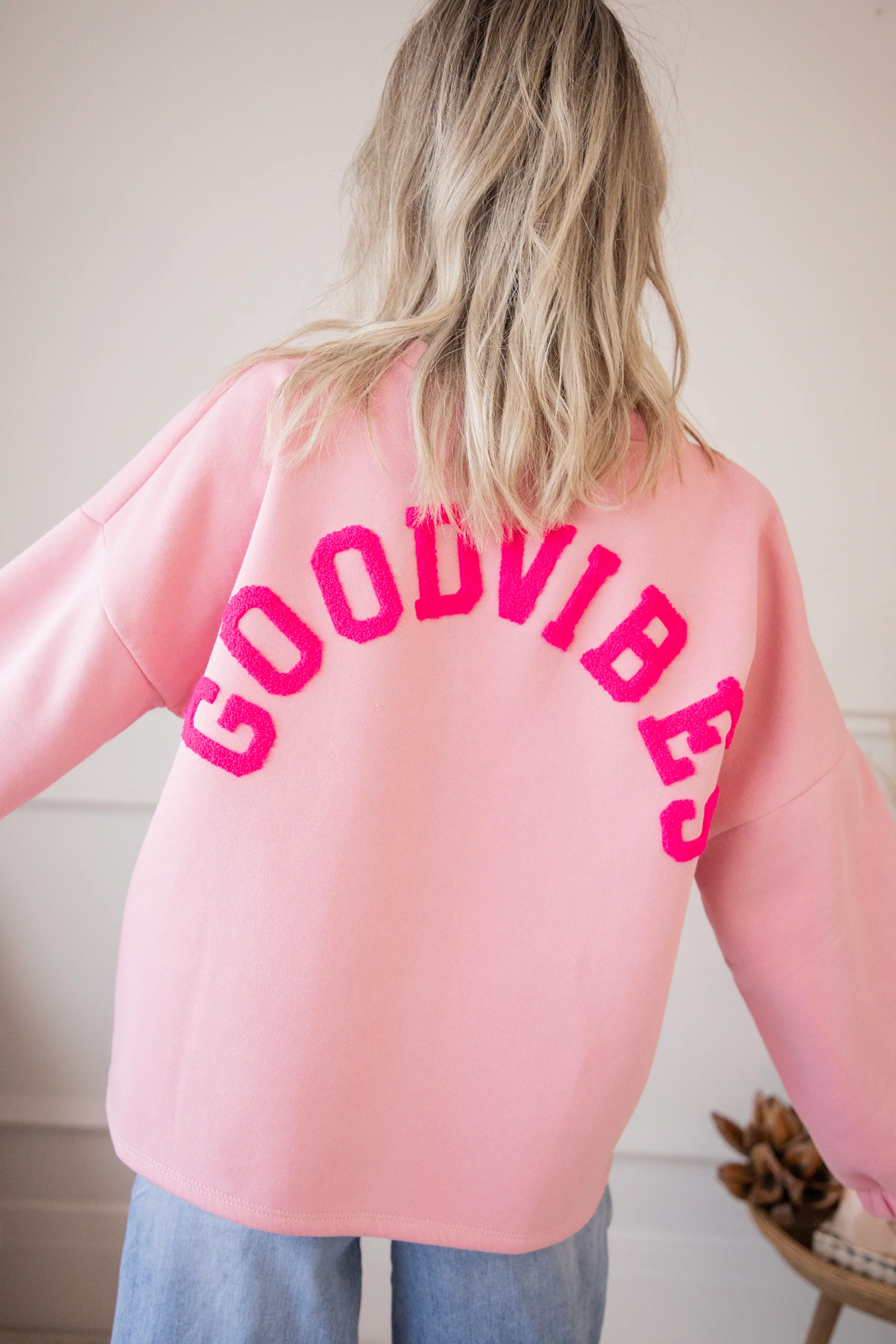 Lily Good Vibes Baby Pink/Fuchsia - Sweater - Image 3