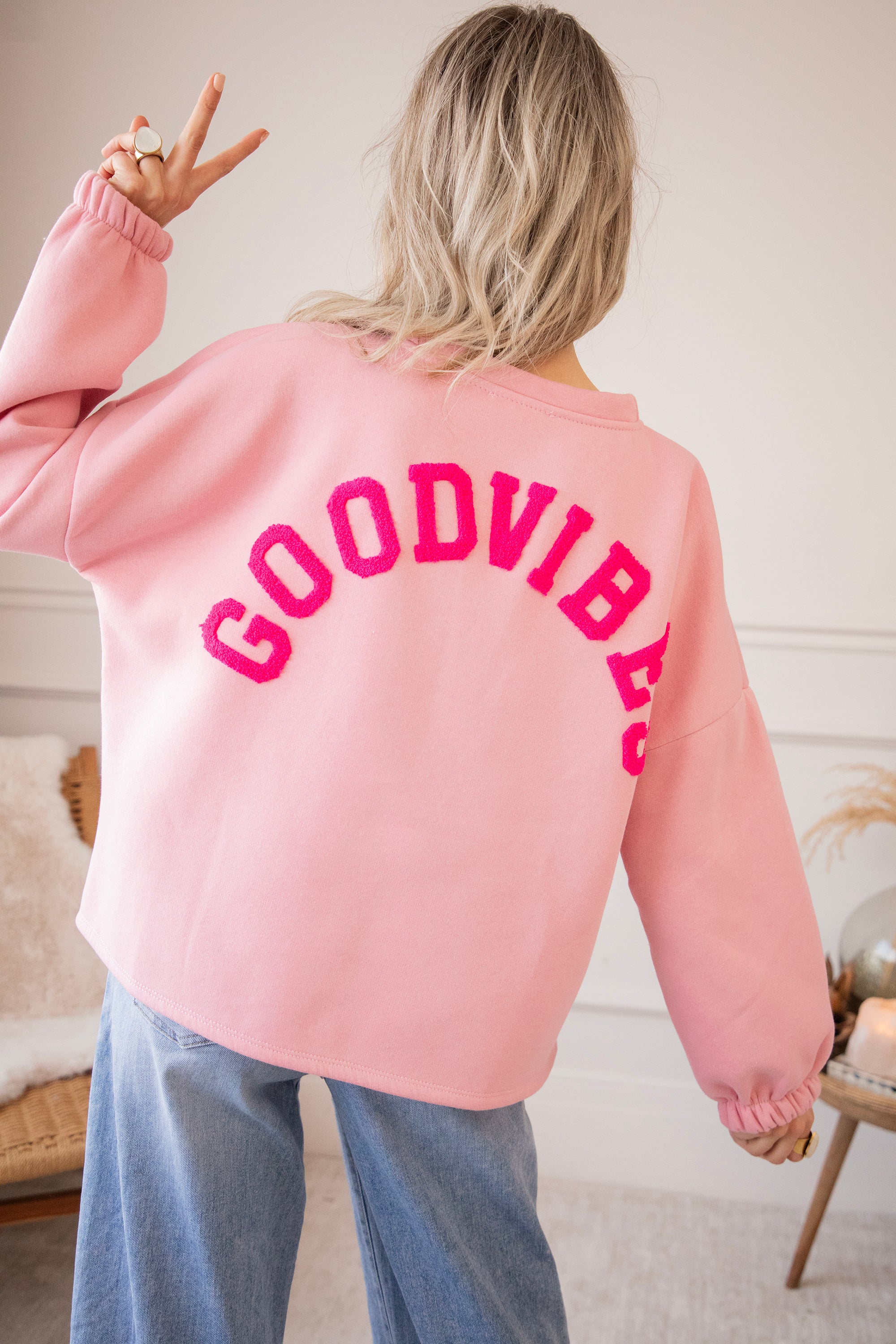 Lily Good Vibes Baby Pink/Fuchsia - Sweater - Image 5
