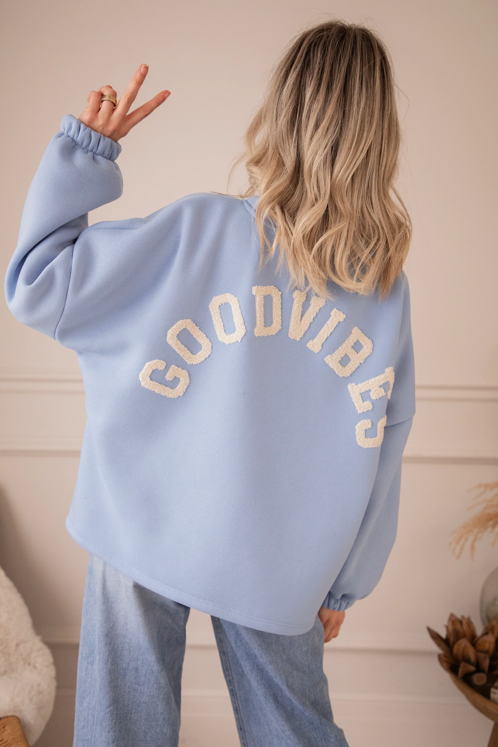 Lily Good Vibes Blue/Beige - Sweater - Image 6