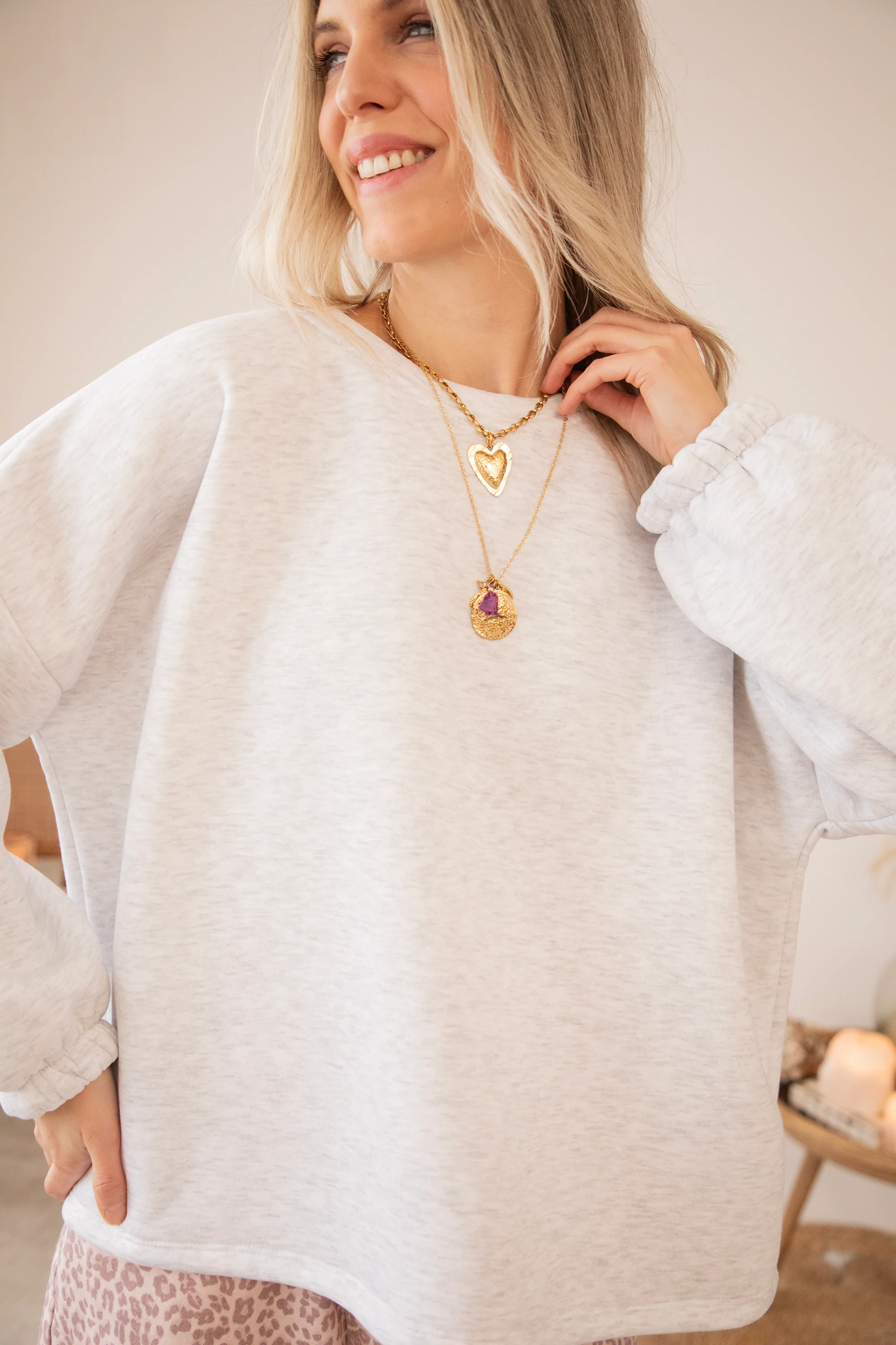 Lily Good Vibes Soft Grey/Multi - Sweater - Image 4