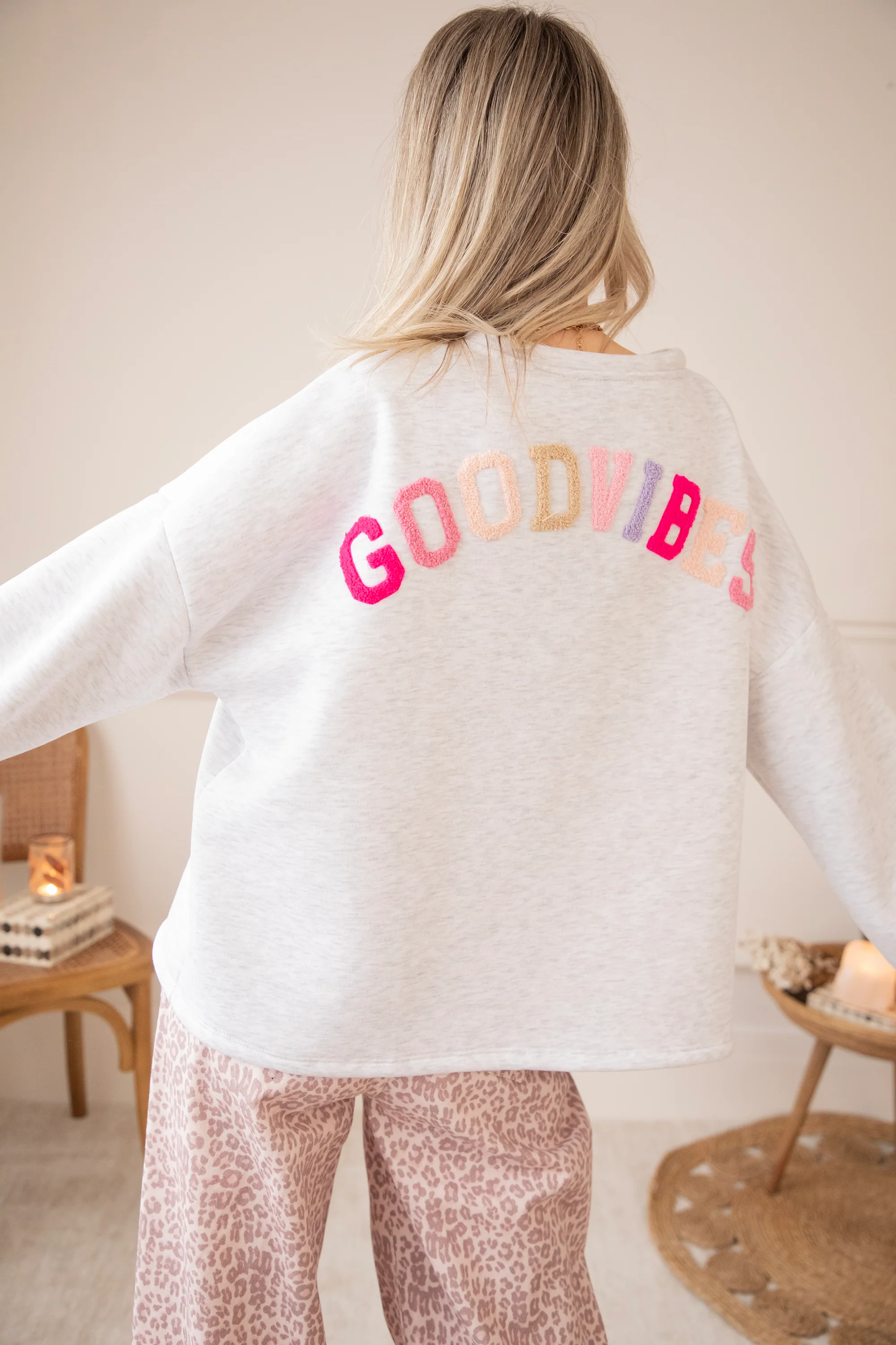 Lily Good Vibes Soft Grey/Multi - Sweater - Image 6