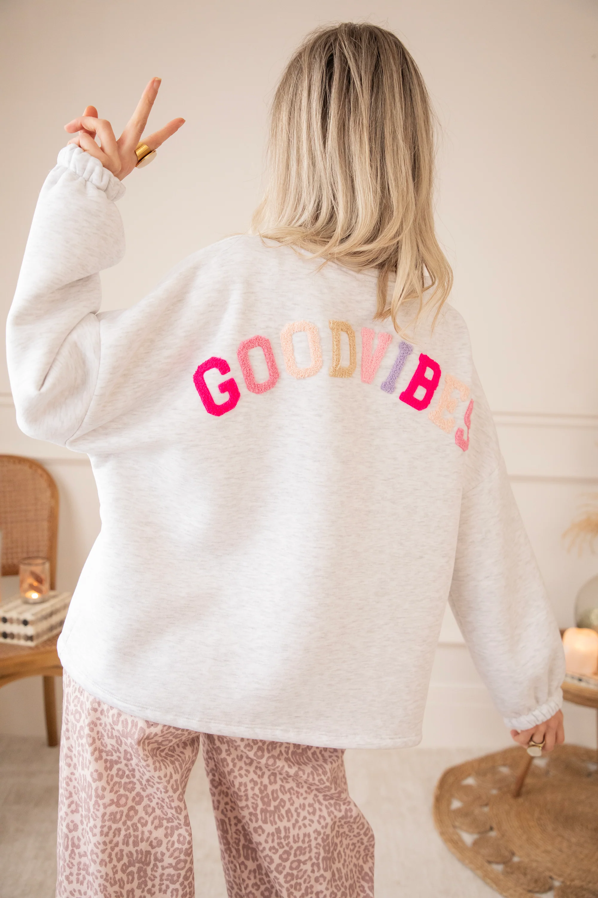 Lily Good Vibes Soft Grey/Multi - Sweater - Image 9