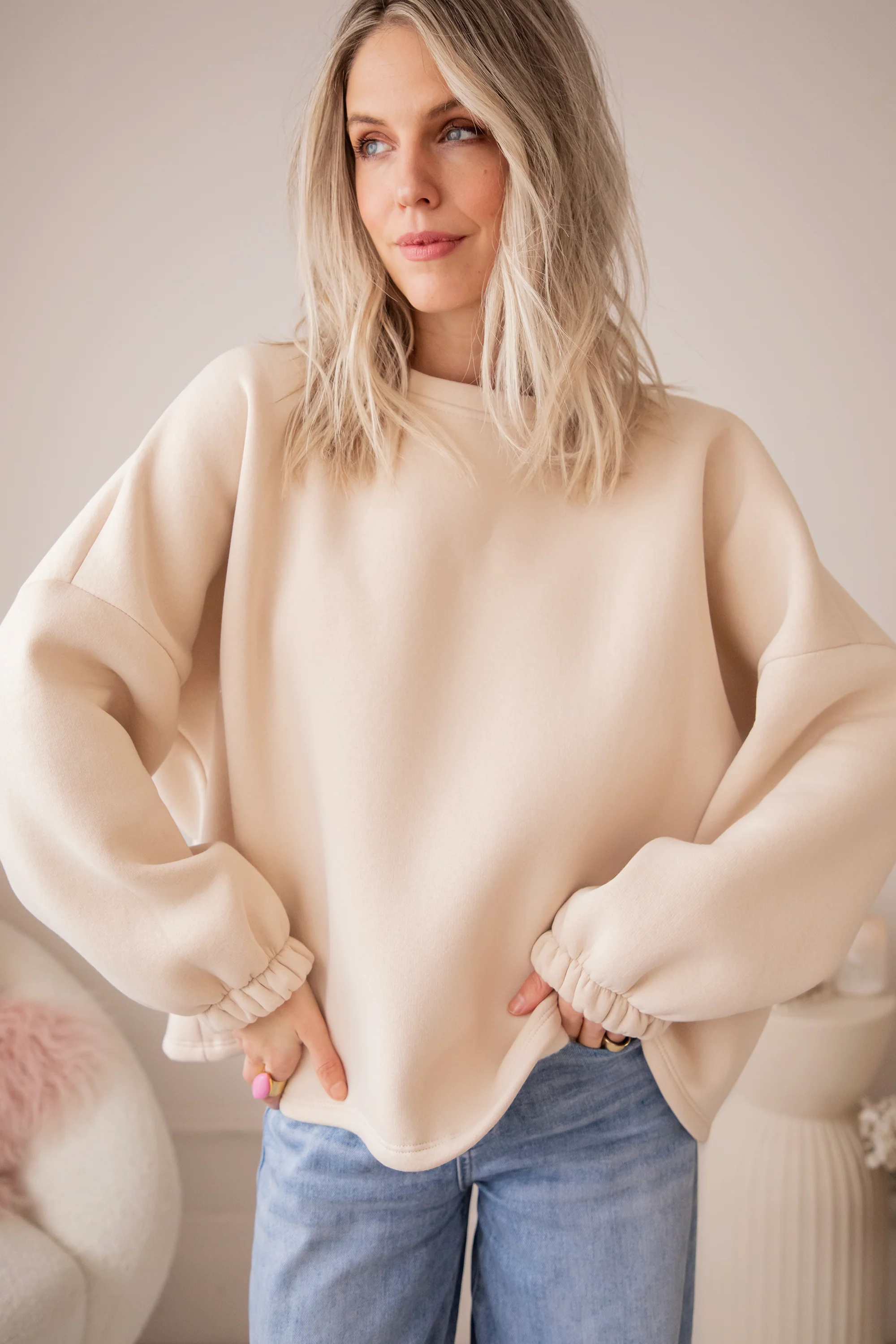 Lily Slow Down Beige/Baby Blue - Sweater - Image 10