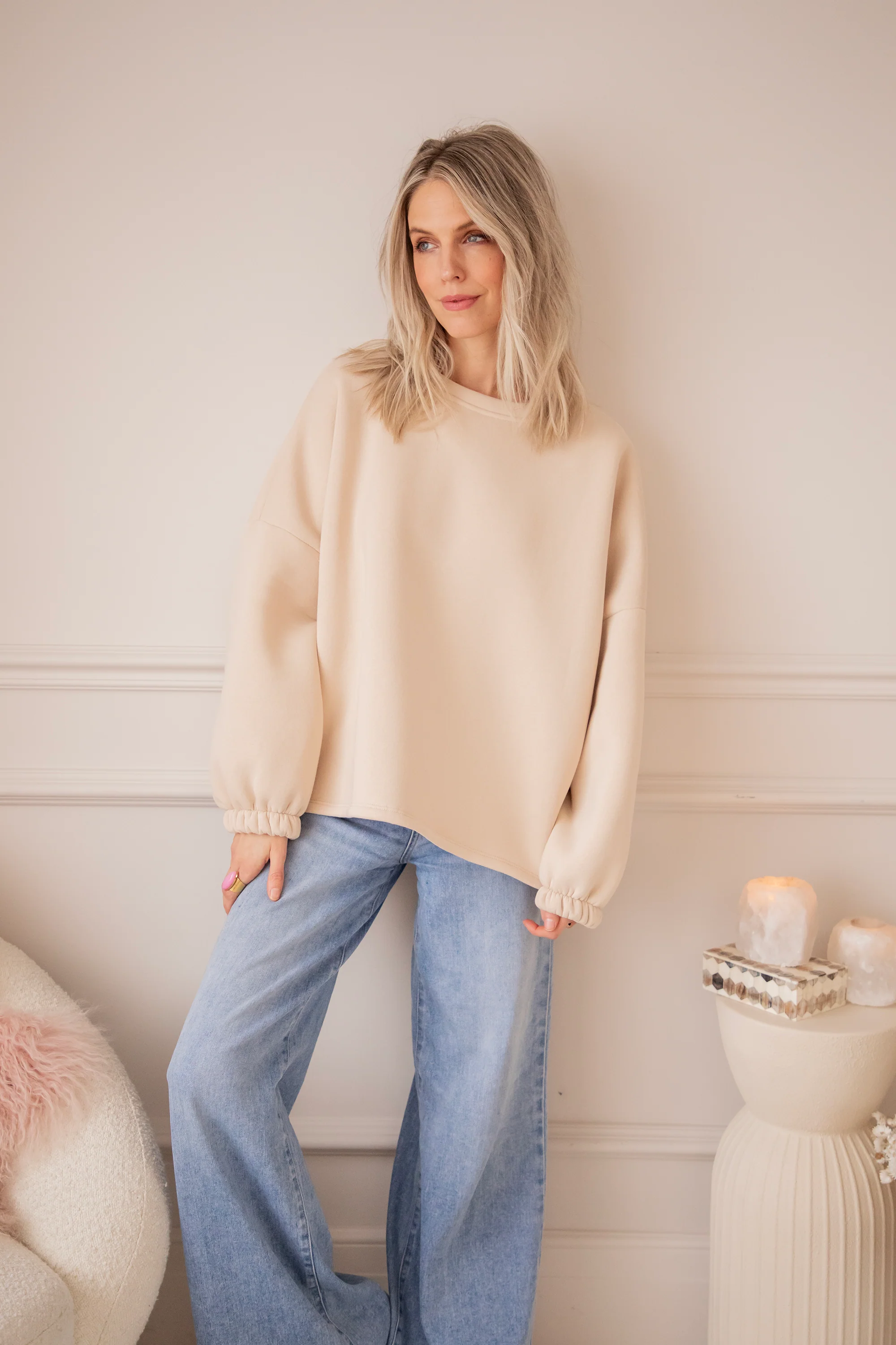 Lily Slow Down Beige/Baby Blue - Sweater - Image 12