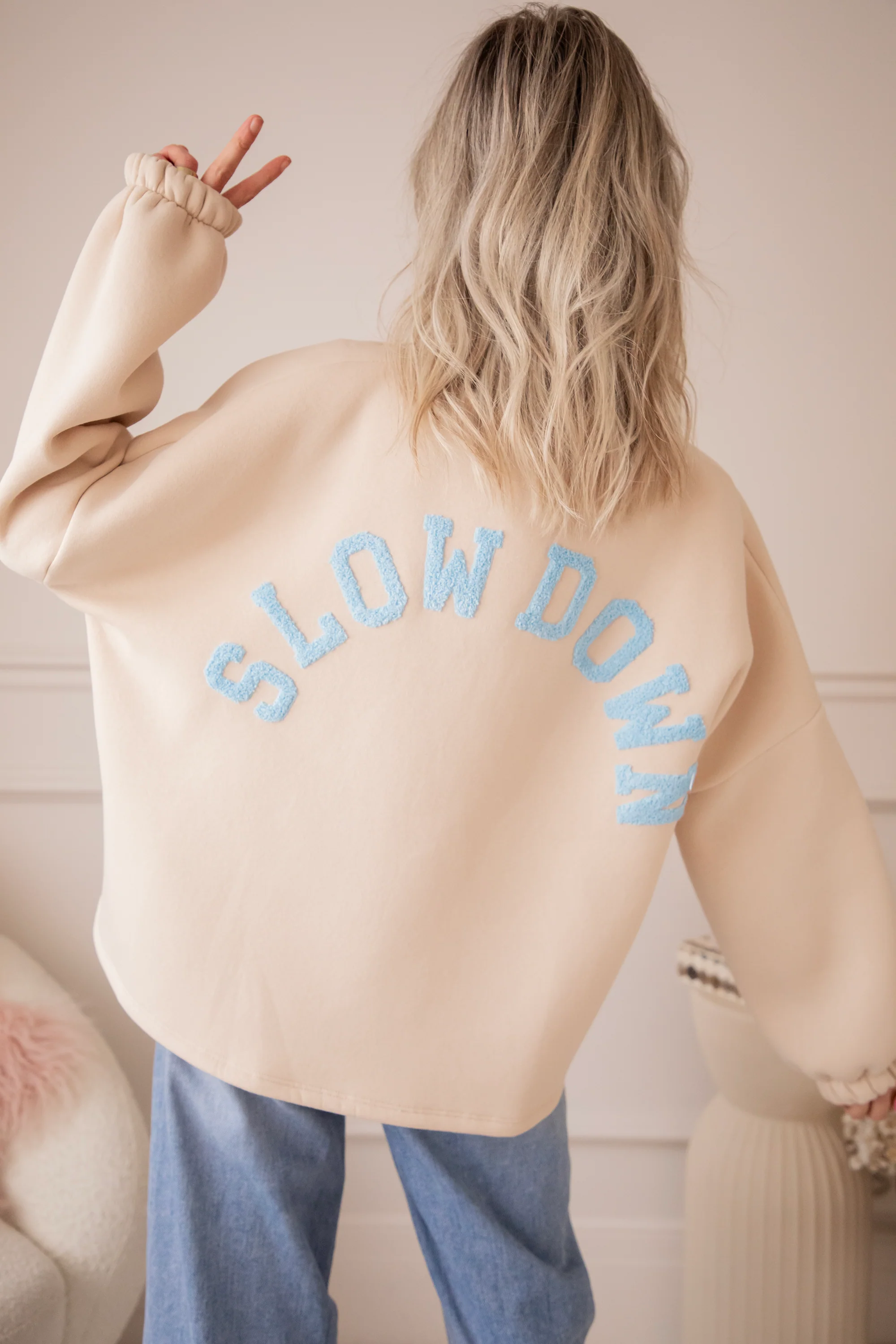 Lily Slow Down Beige/Baby Blue - Sweater - Image 13