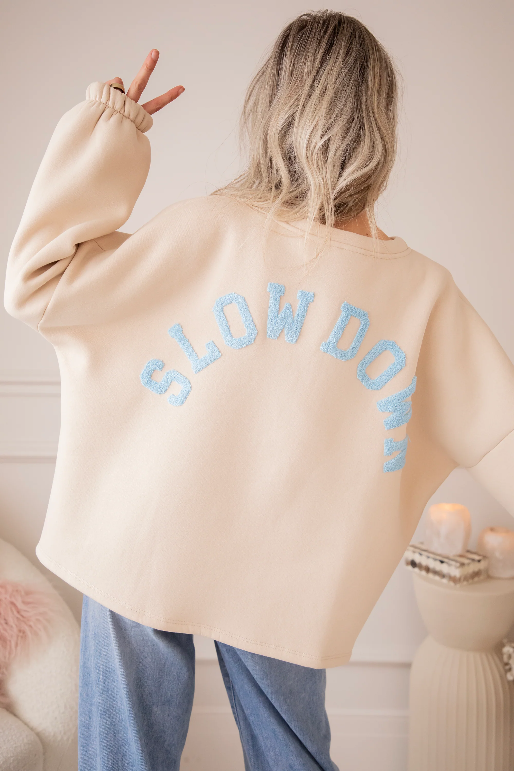 Lily Slow Down Beige/Baby Blue - Sweater - Image 14