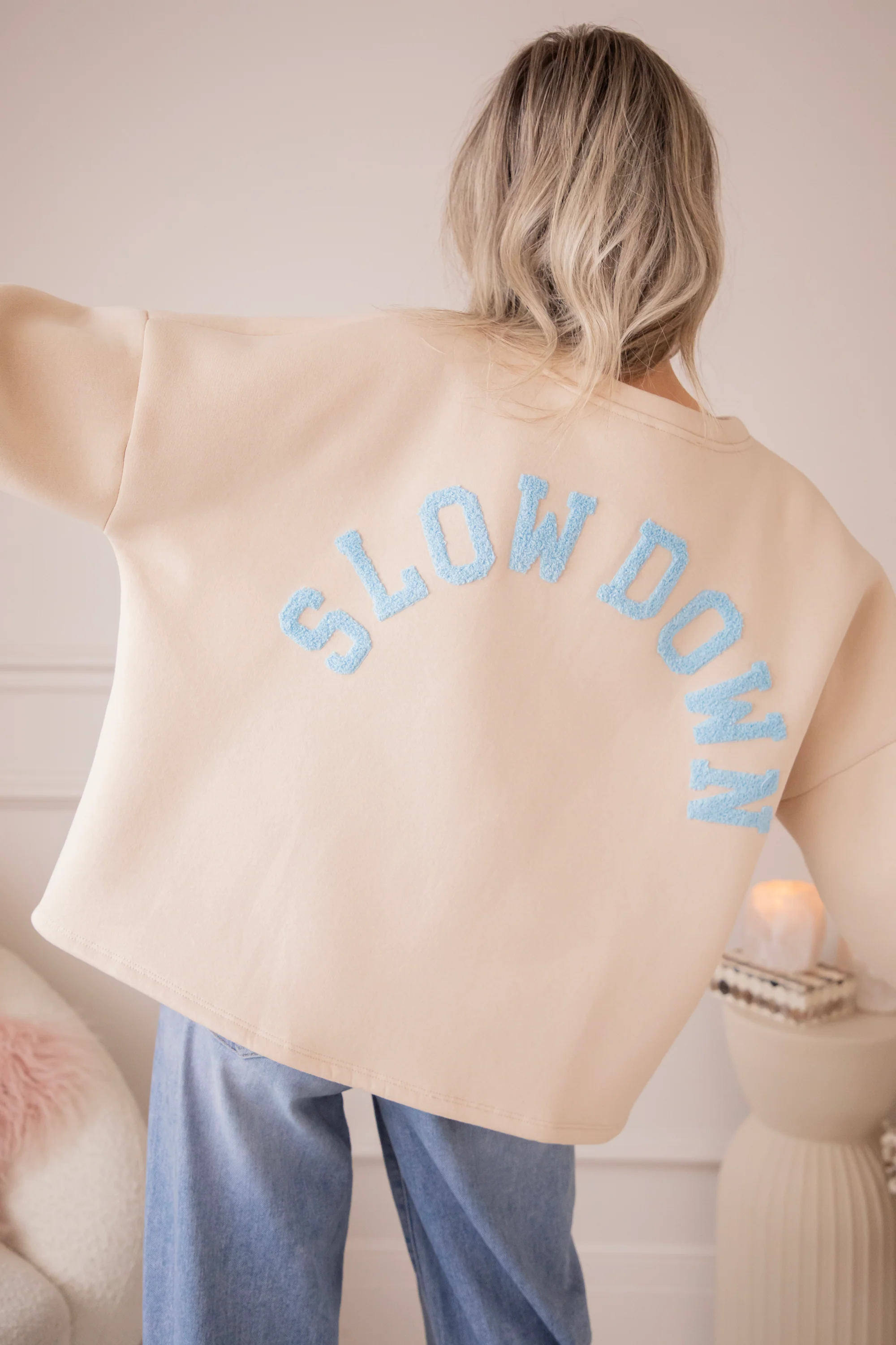 Lily Slow Down Beige/Baby Blue - Sweater - Image 7