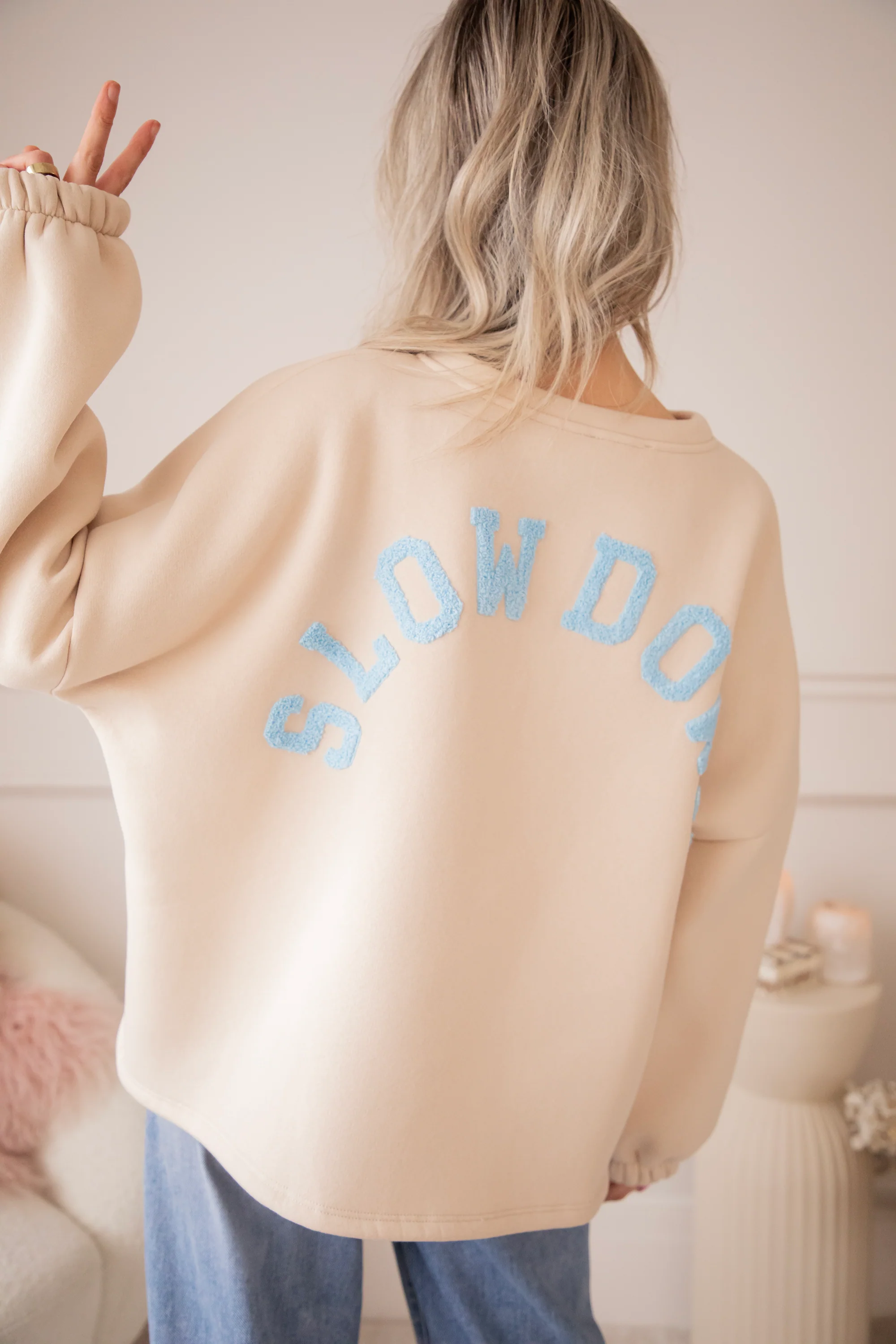 Lily Slow Down Beige/Baby Blue - Sweater - Image 8