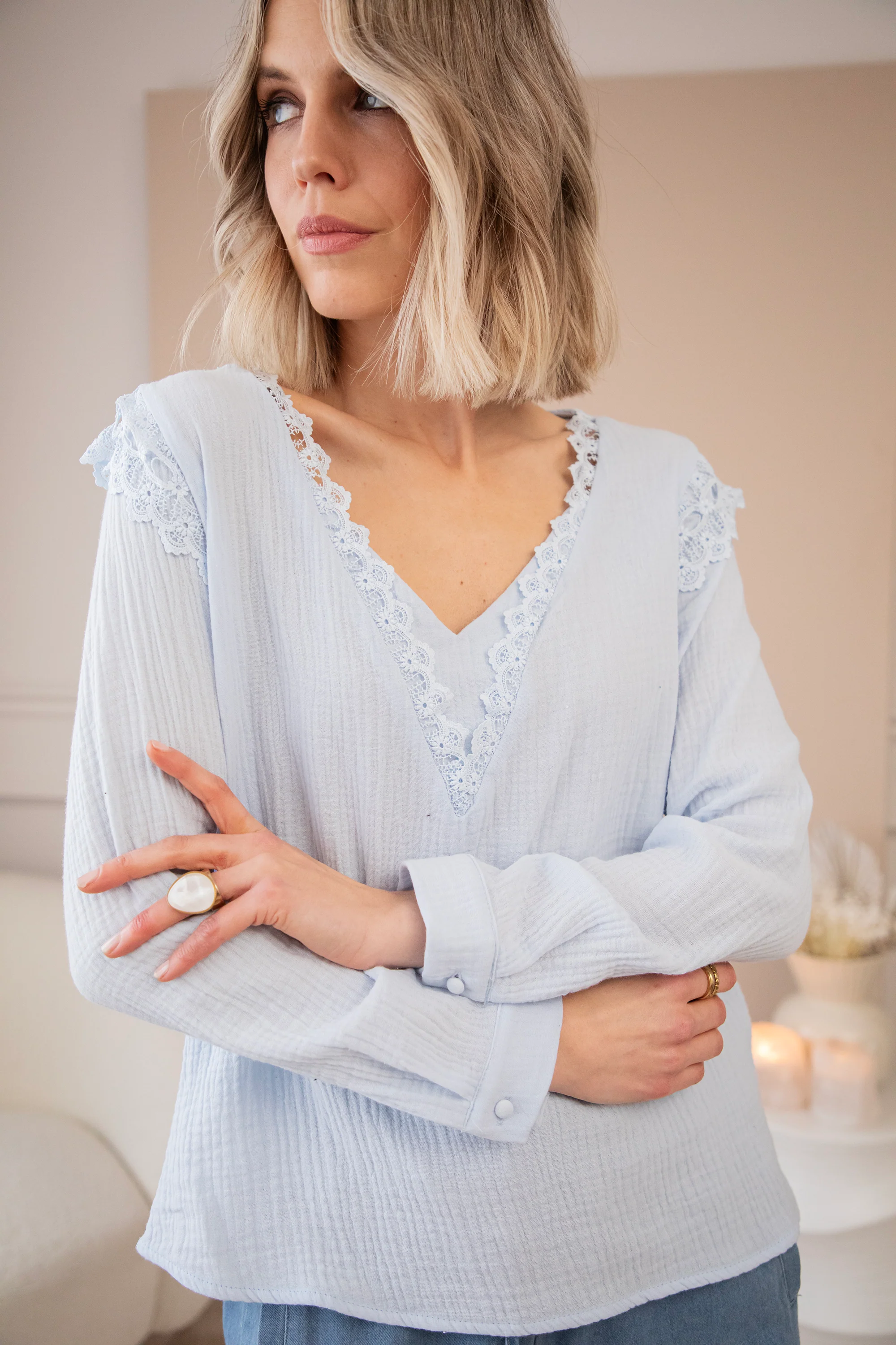 Love The Lace & Tetra Soft Blue - Blouse - Image 3