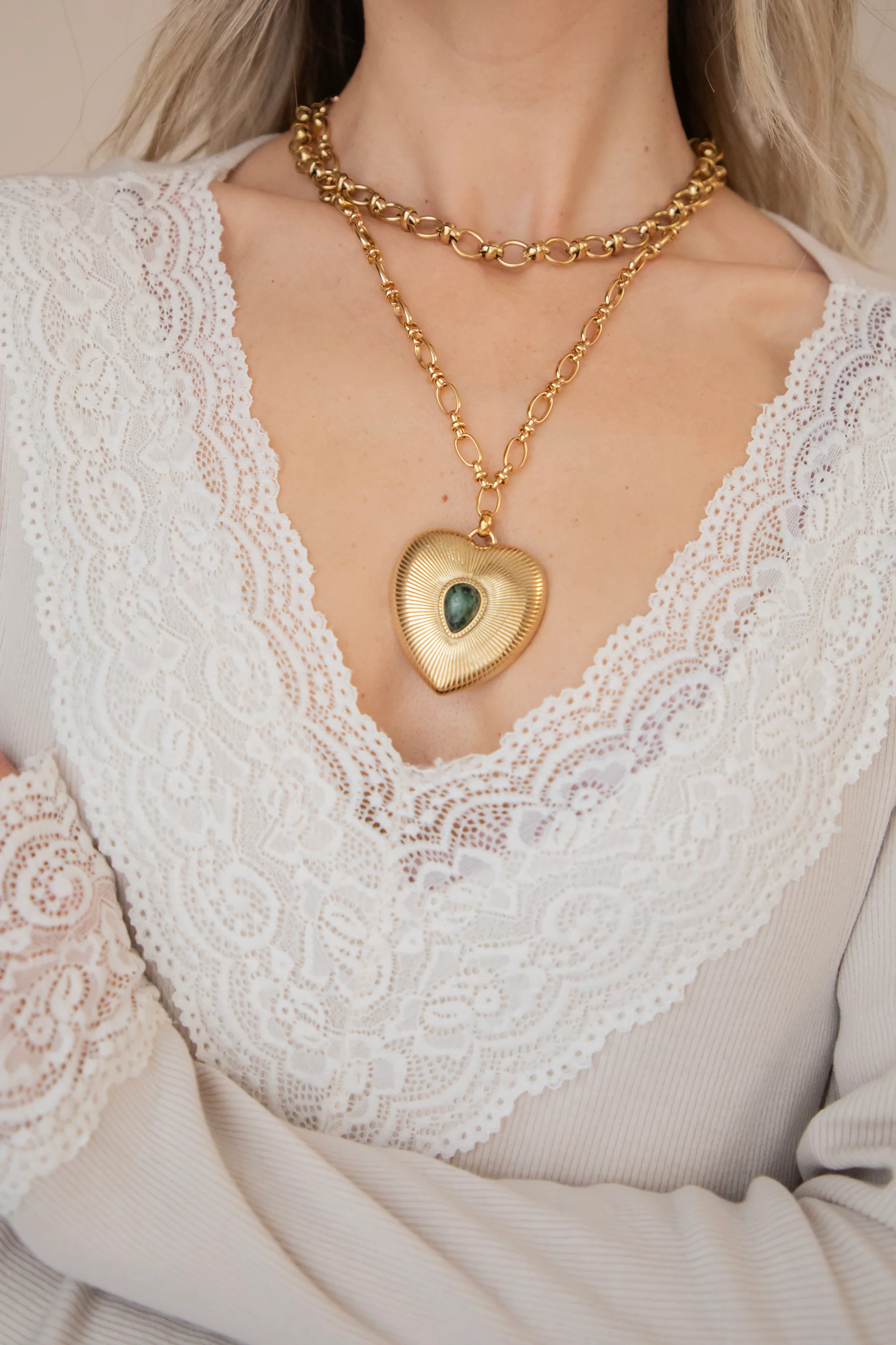 Lovestoned Dark Green/Gold - Ketting - Image 3