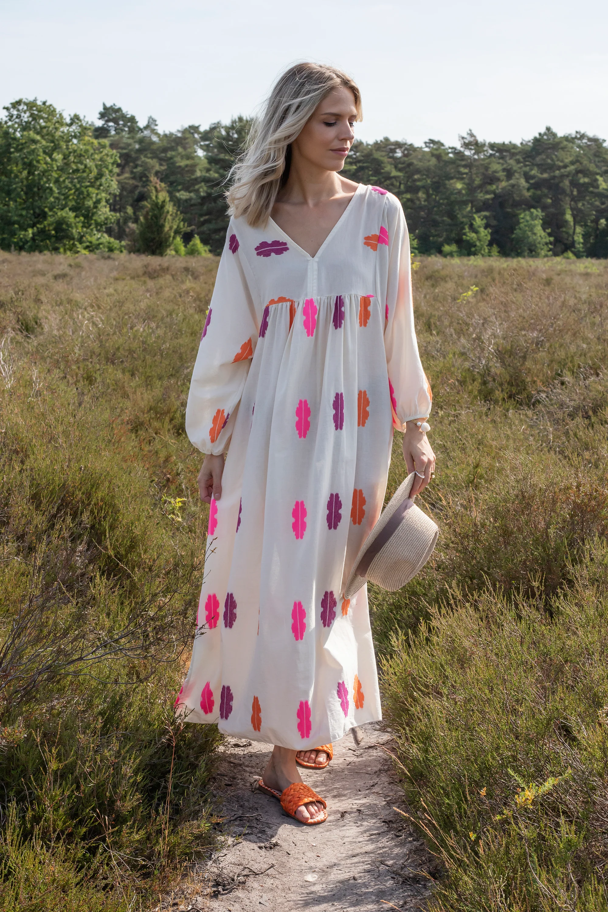 Maud Spirit Beige/Pink - Maxi Jurk