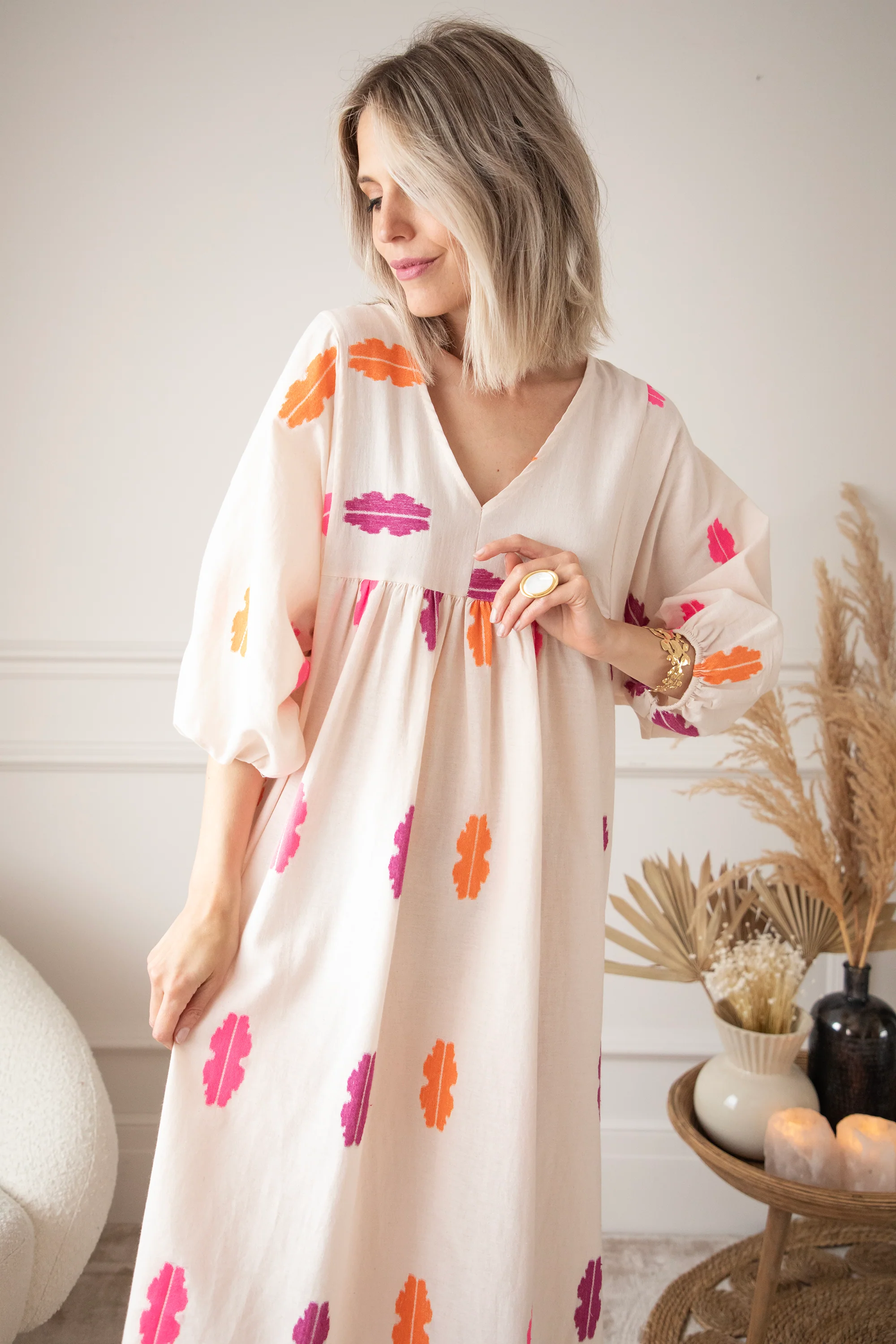 Maud Spirit Beige/Pink - Maxi Jurk - Image 10
