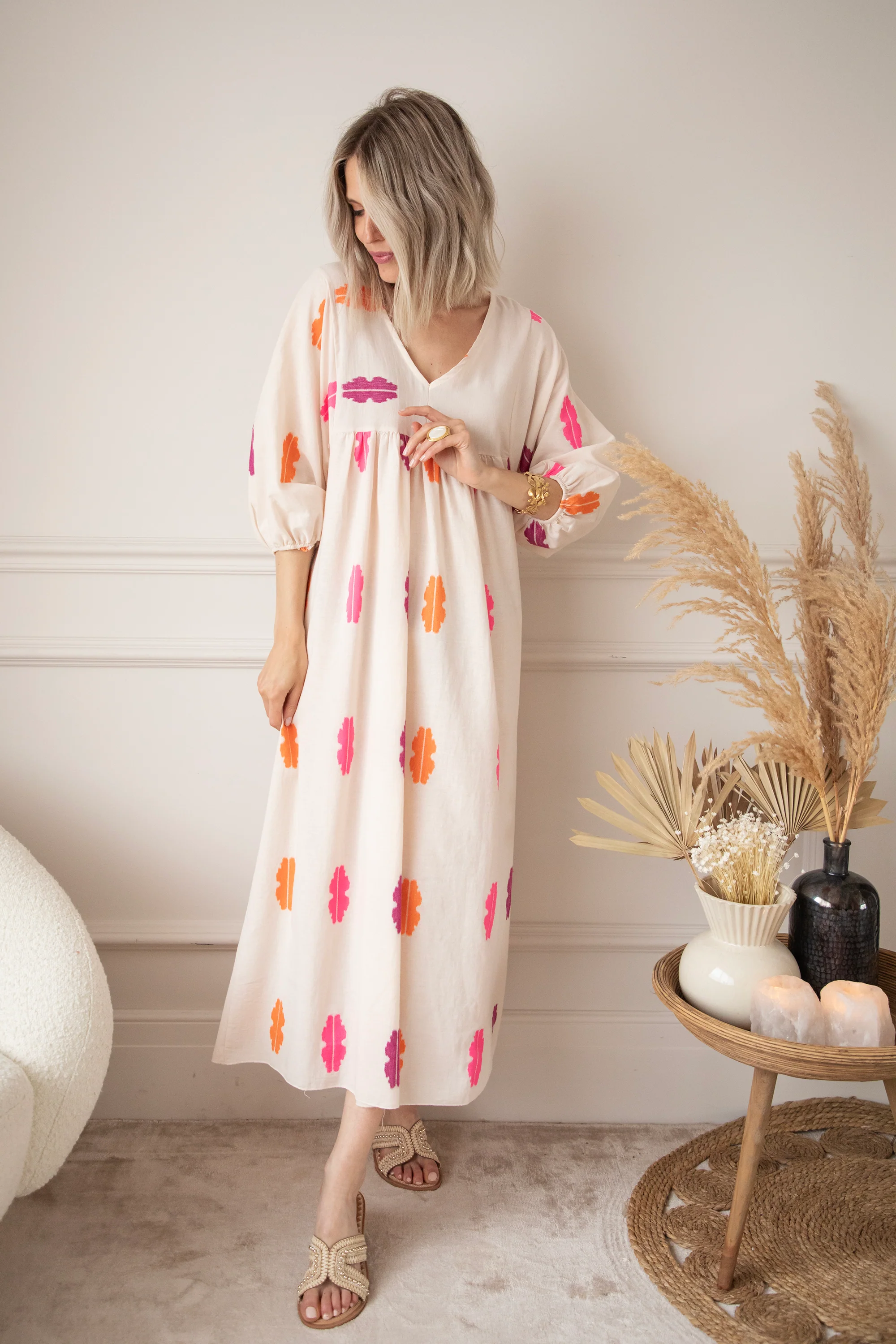 Maud Spirit Beige/Pink - Maxi Jurk - Image 15