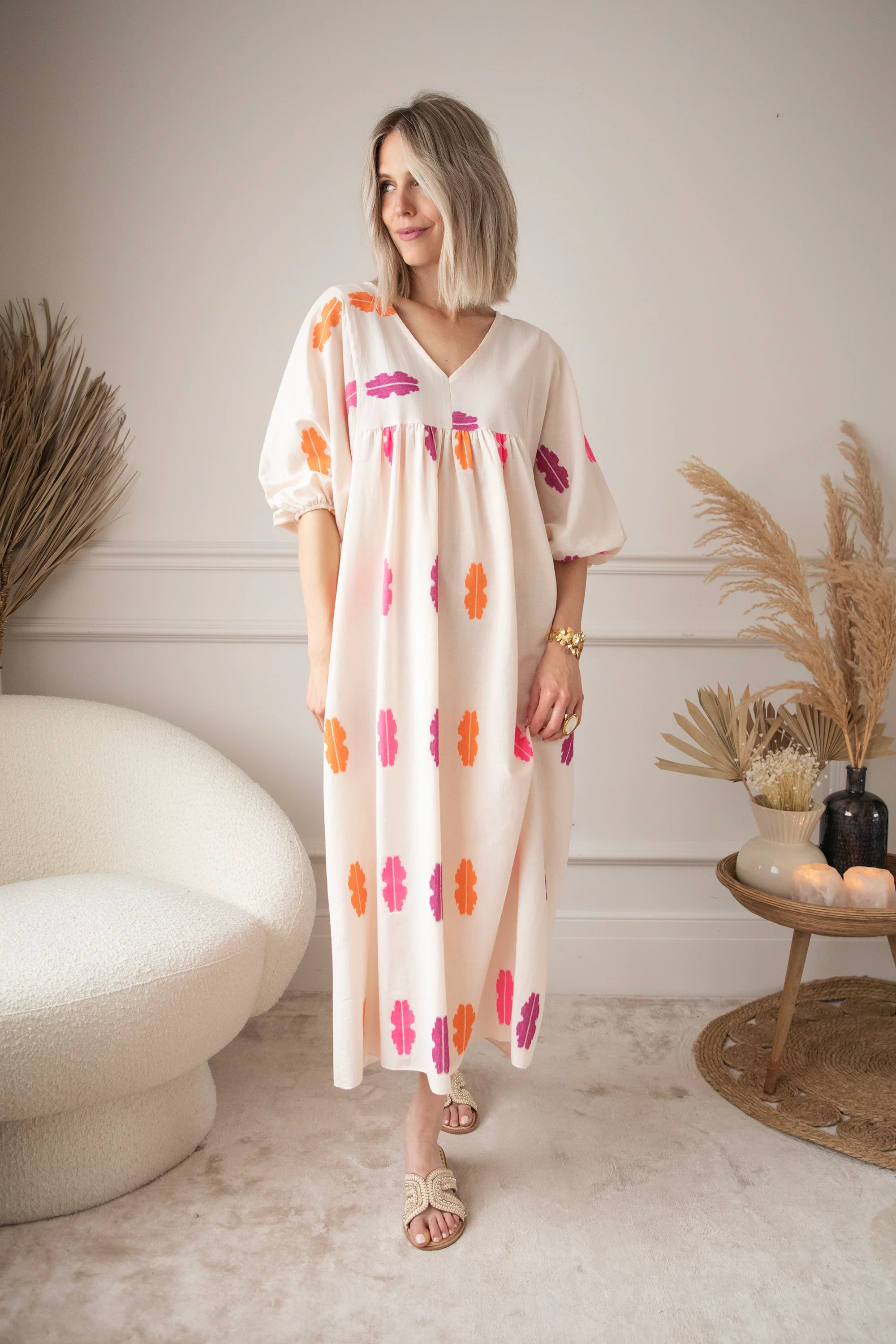 Maud Spirit Beige/Pink - Maxi Jurk - Image 3