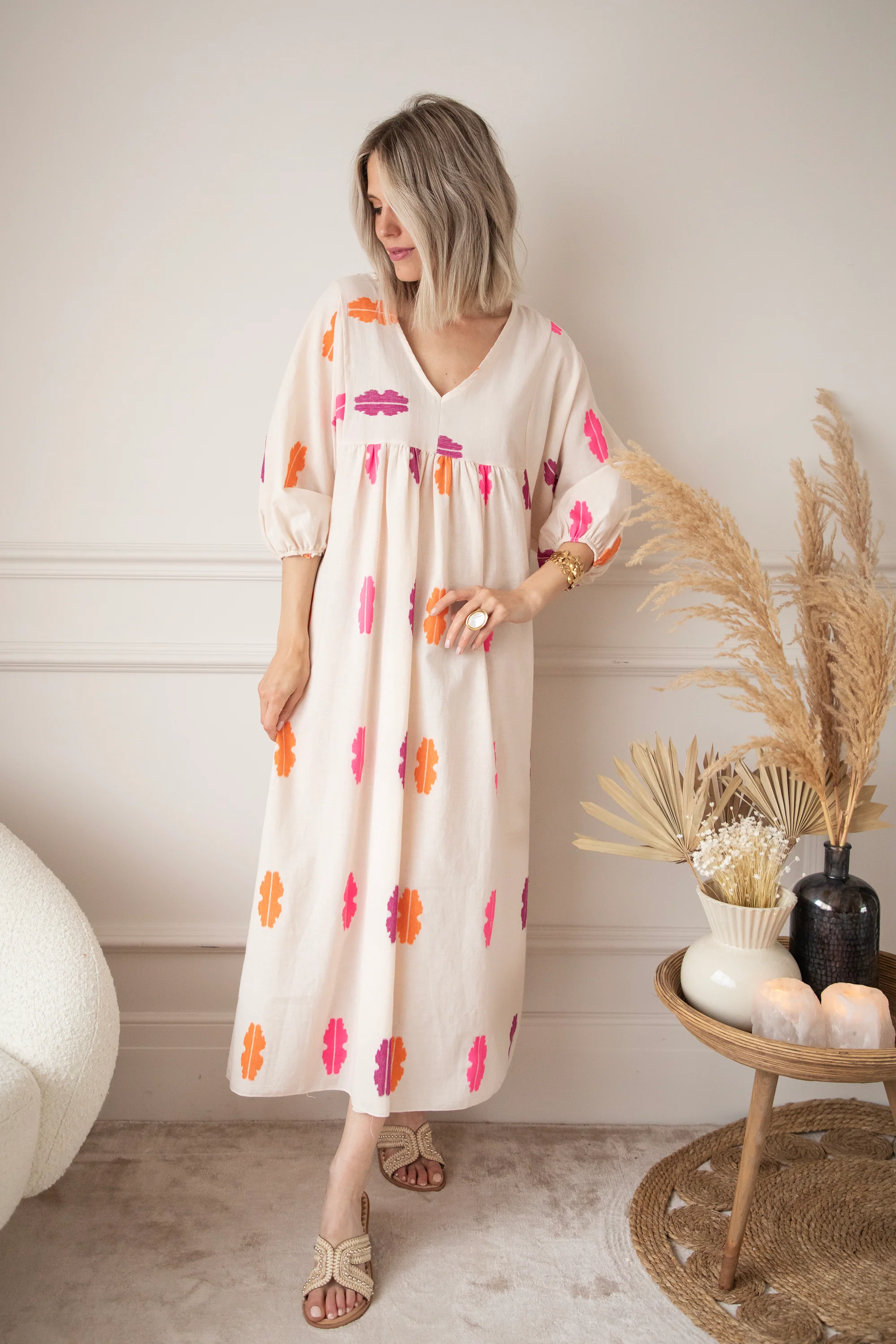 Maud Spirit Beige/Pink - Maxi Jurk - Image 4