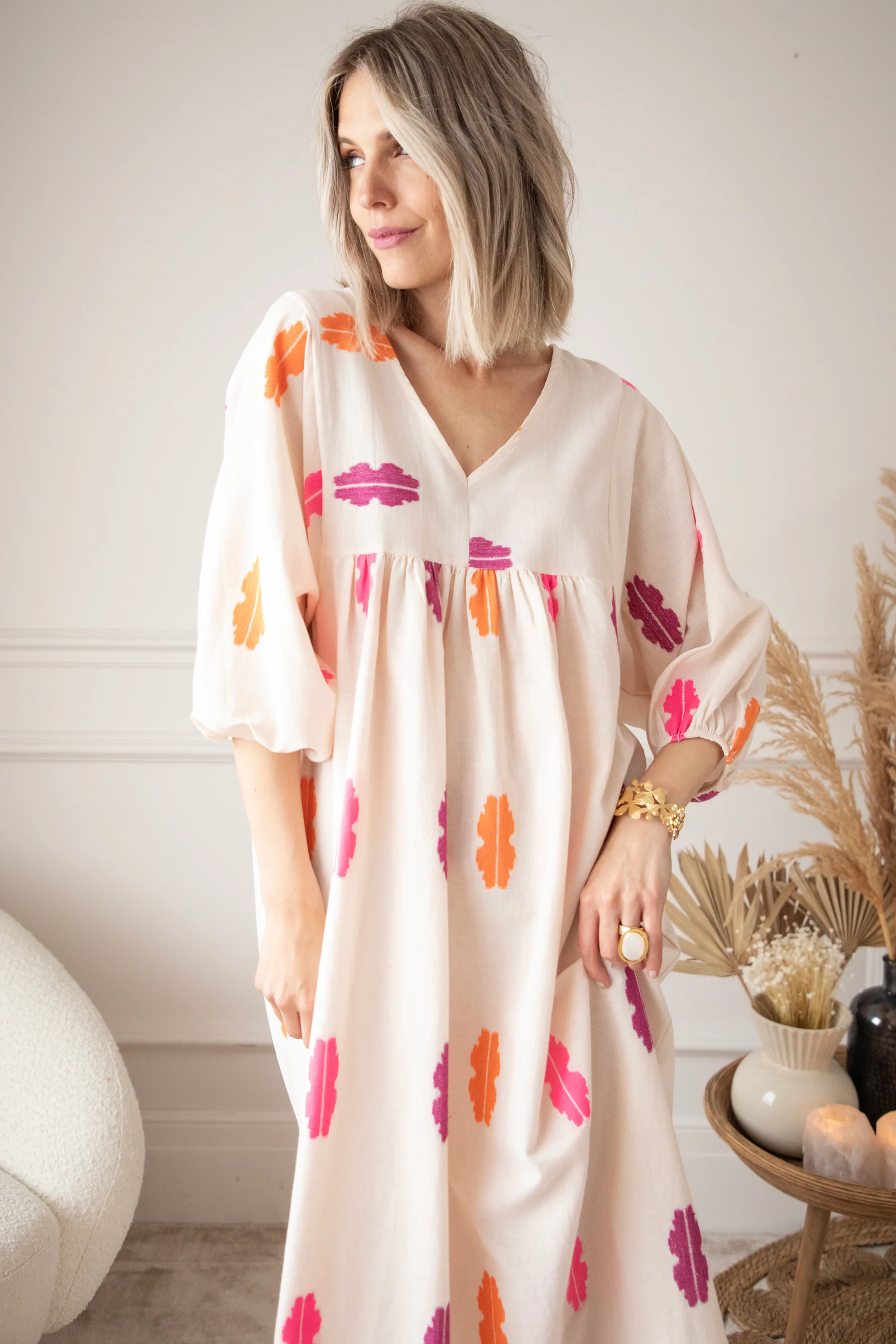 Maud Spirit Beige/Pink - Maxi Jurk - Image 5