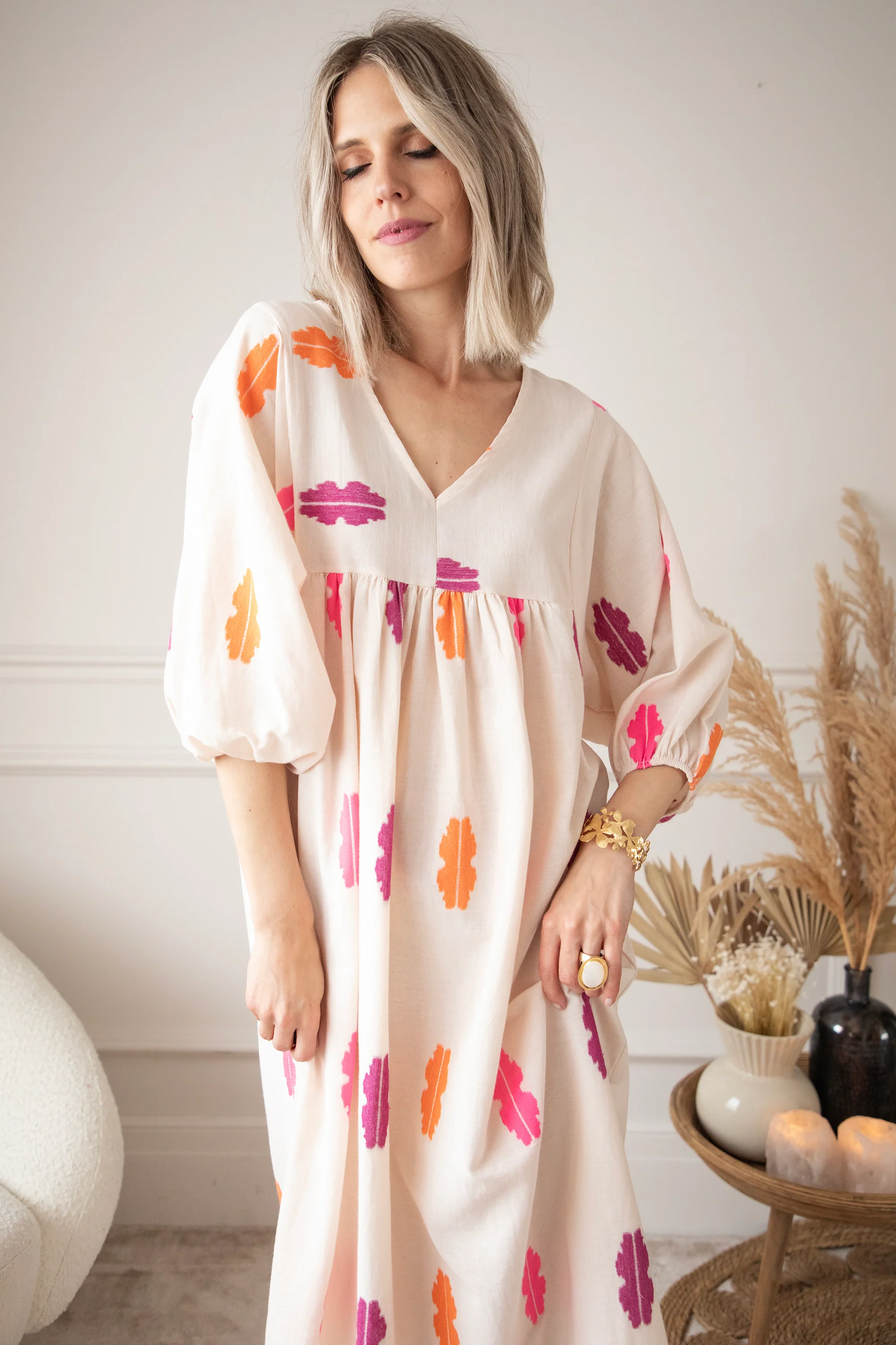 Maud Spirit Beige/Pink - Maxi Jurk - Image 7