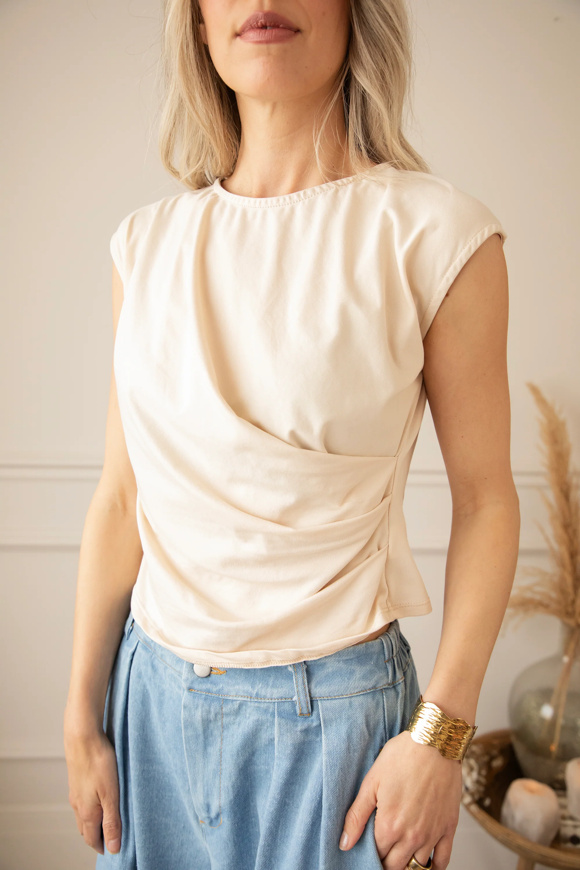 Patsy Pleated Beige - Top