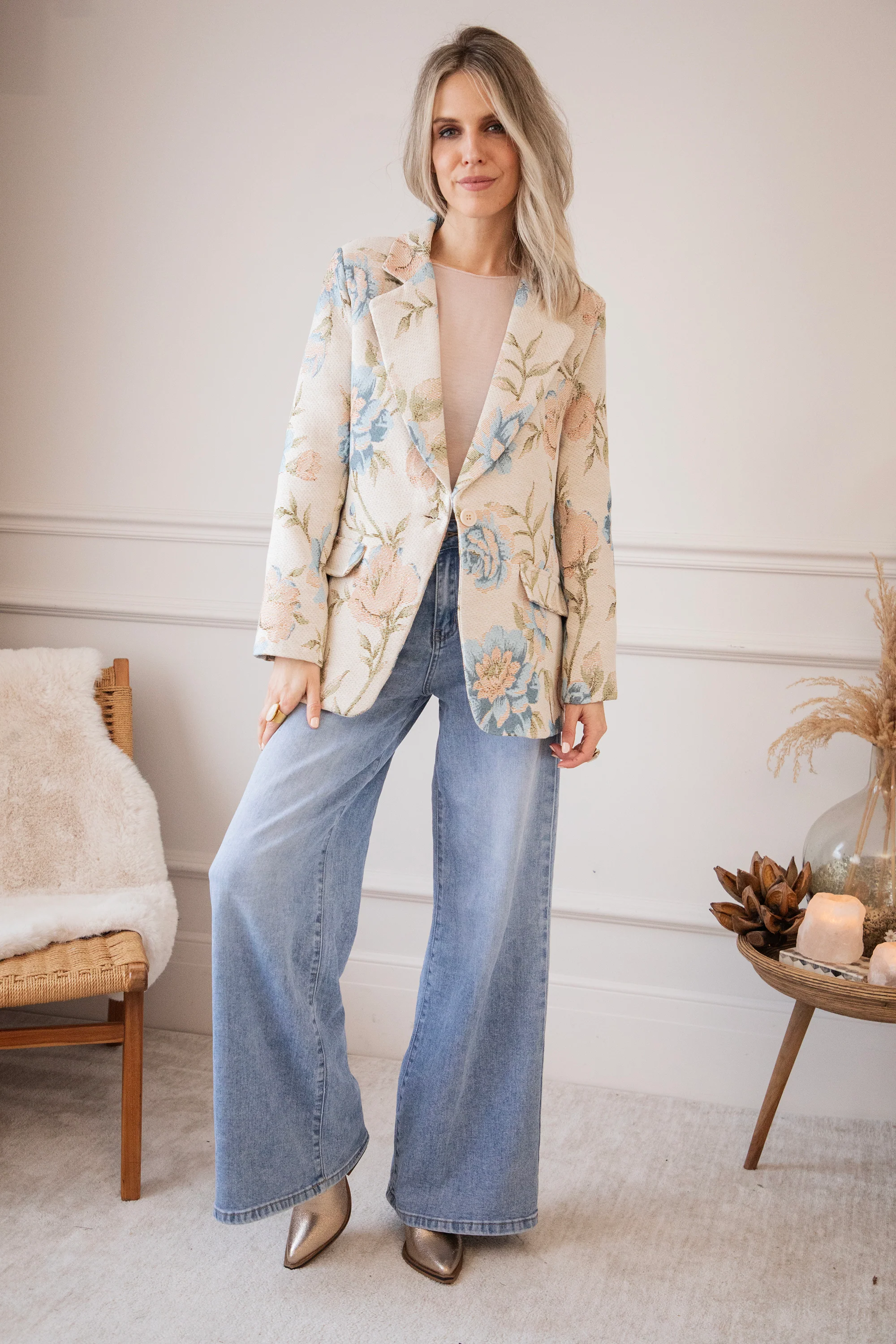 Rosy Belle Beige/Blue - Blazer - Image 6