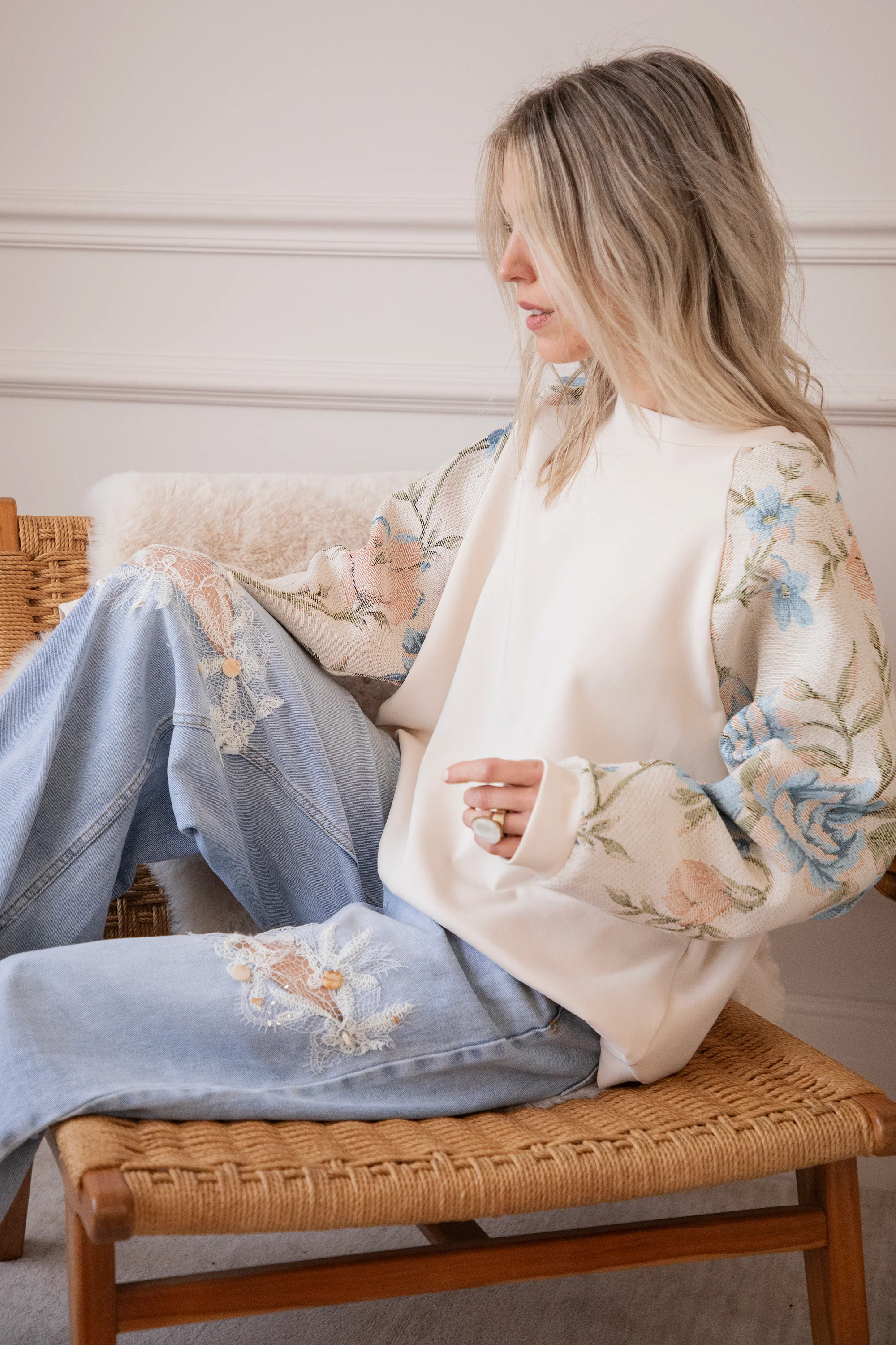 Rosy Belle Beige/Blue - Sweater - Image 9