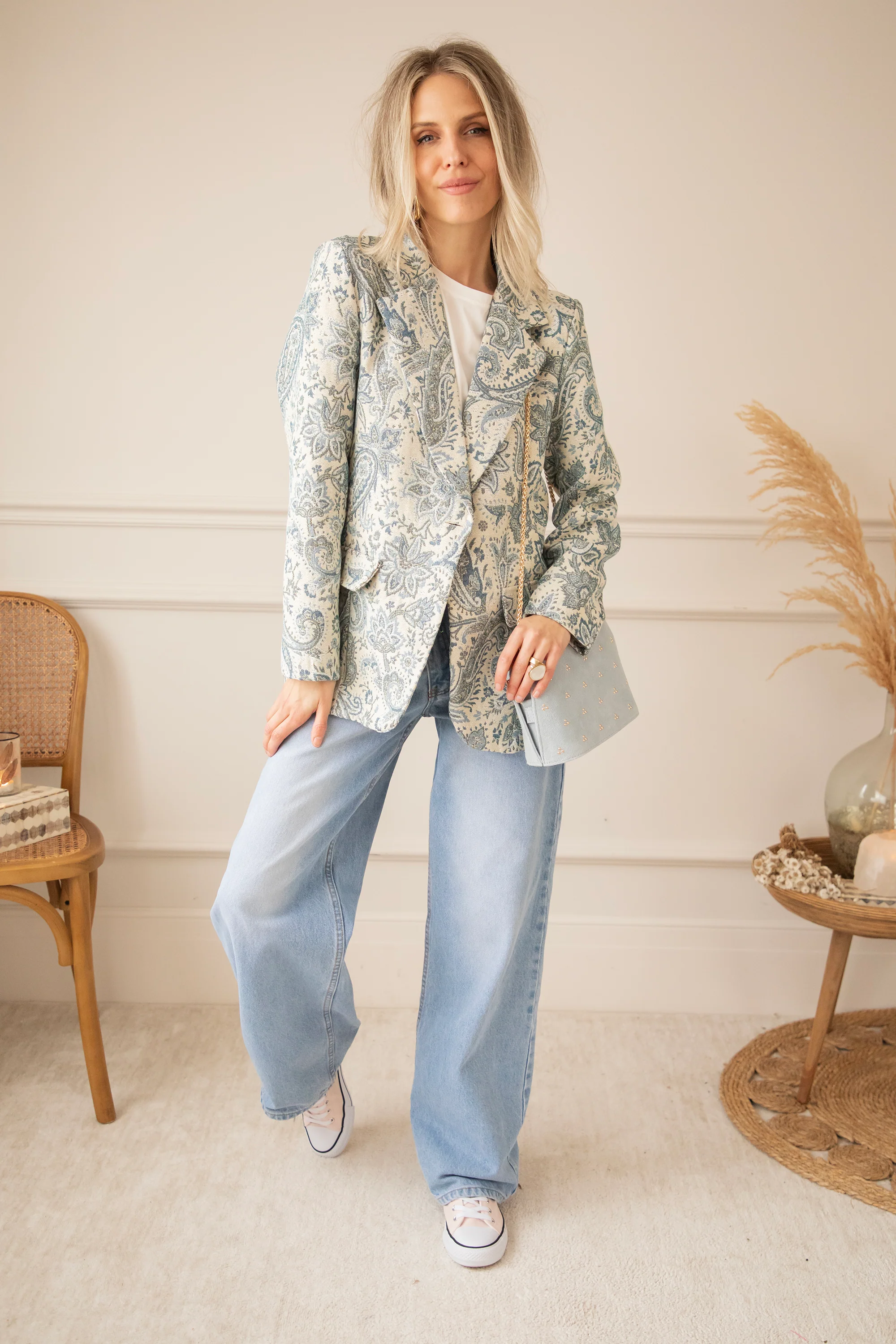 Rosy Belle Paisley Beige/Blue - Blazer - Image 5