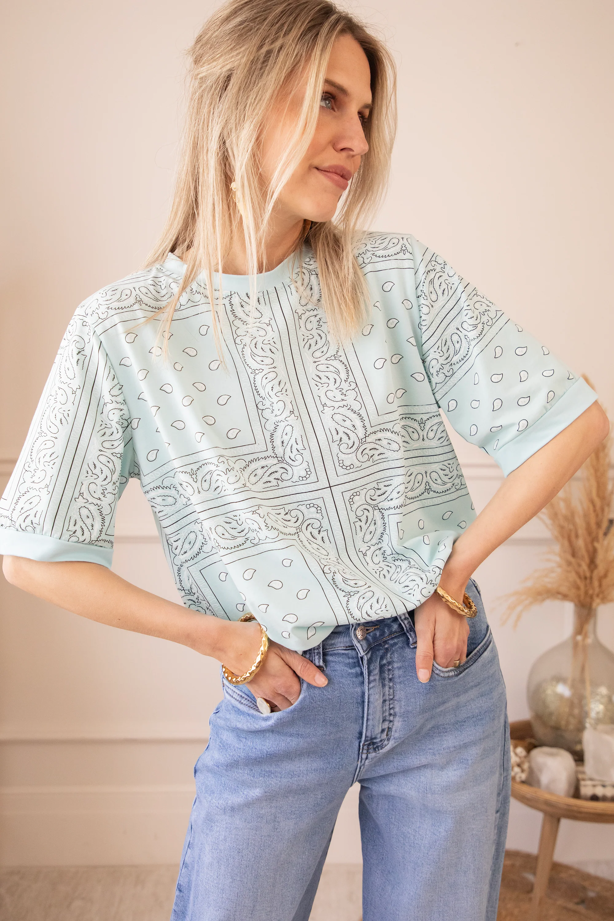 Sadie Paisley Baby Blue - T-Shirt - Image 2