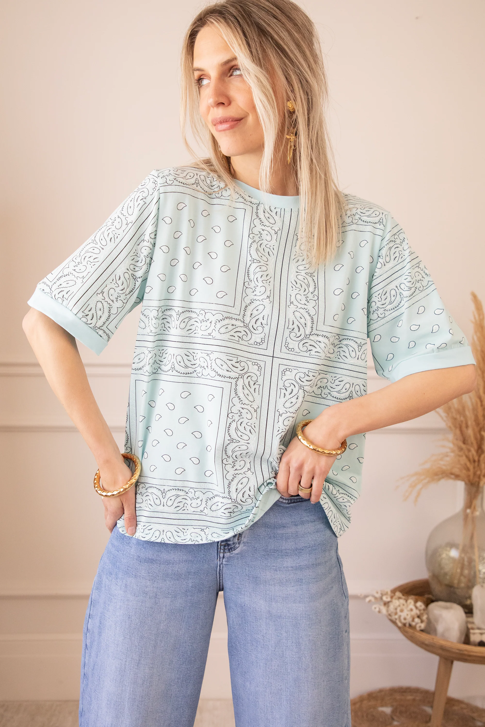 Sadie Paisley Baby Blue - T-Shirt - Image 6