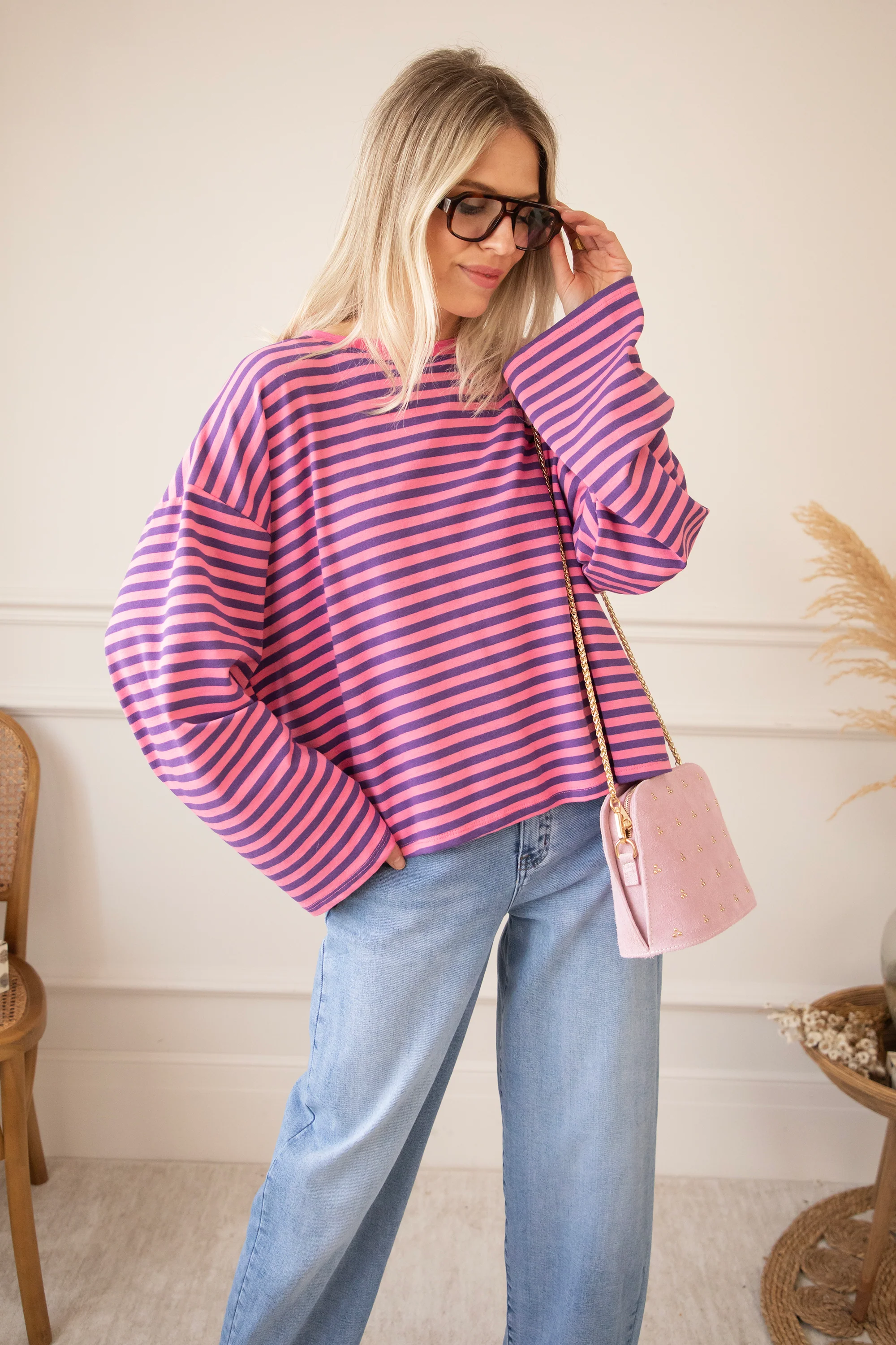Sadie Stripe Amour Pink/Dark Blue - Longsleeve - Image 10