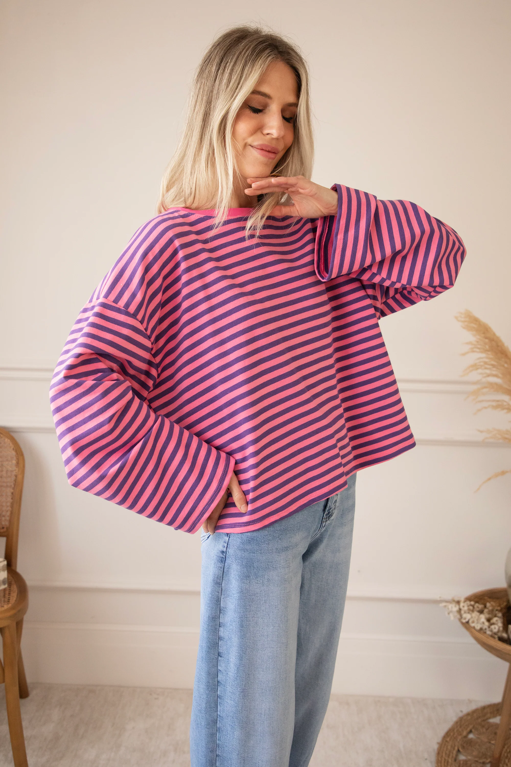Sadie Stripe Amour Pink/Dark Blue - Longsleeve - Image 12
