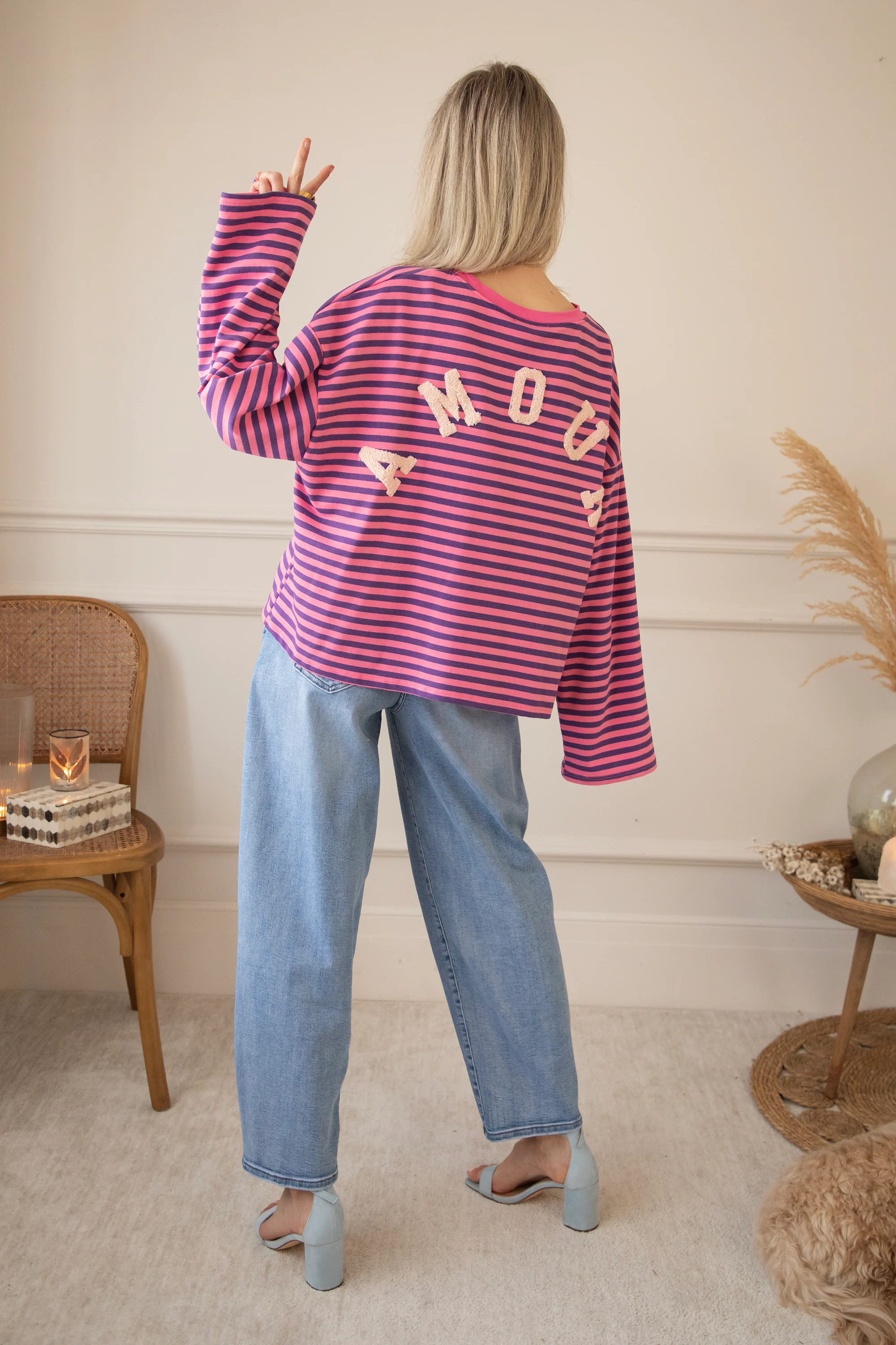Sadie Stripe Amour Pink/Dark Blue - Longsleeve - Image 3