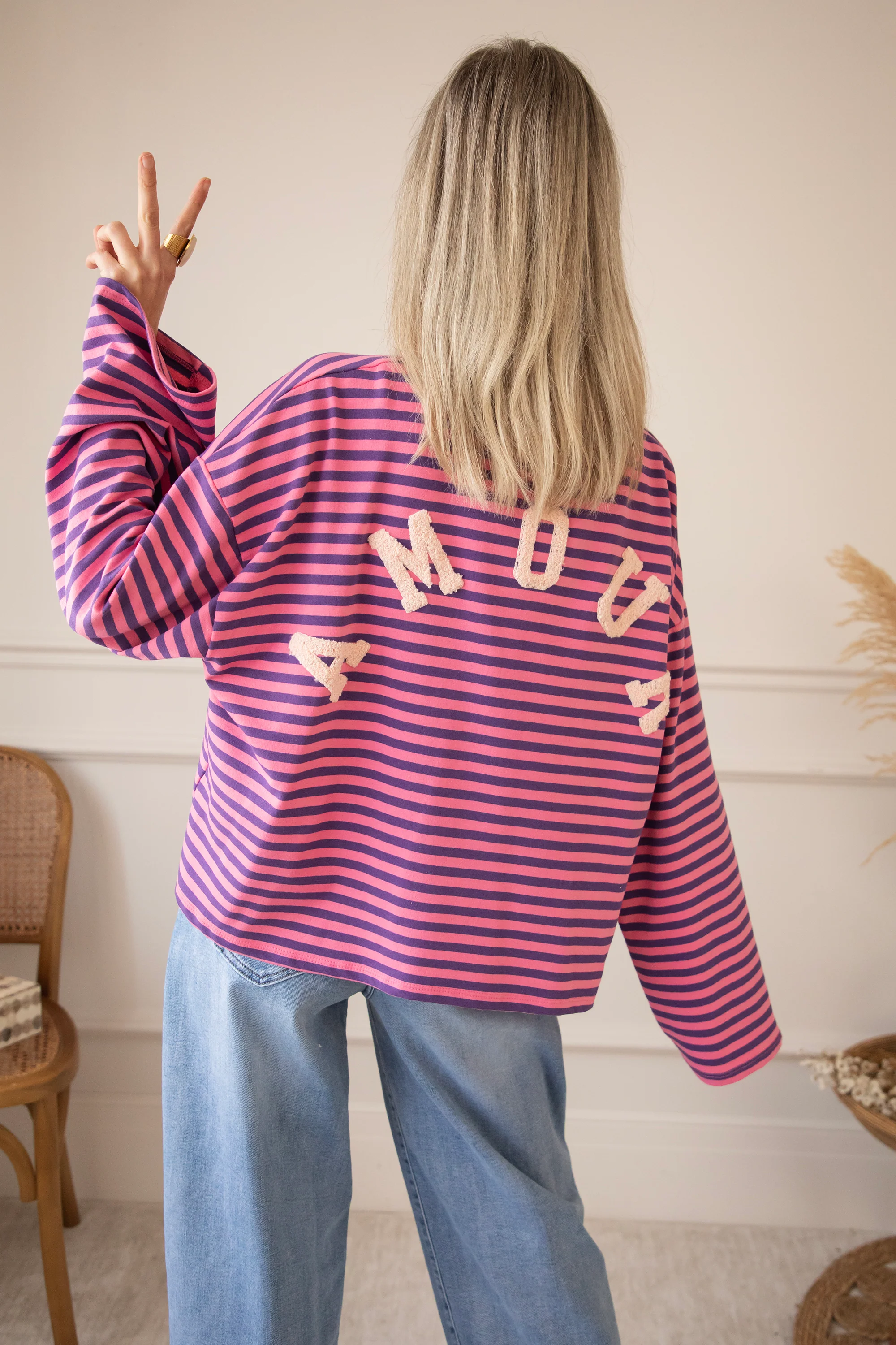 Sadie Stripe Amour Pink/Dark Blue - Longsleeve - Image 5
