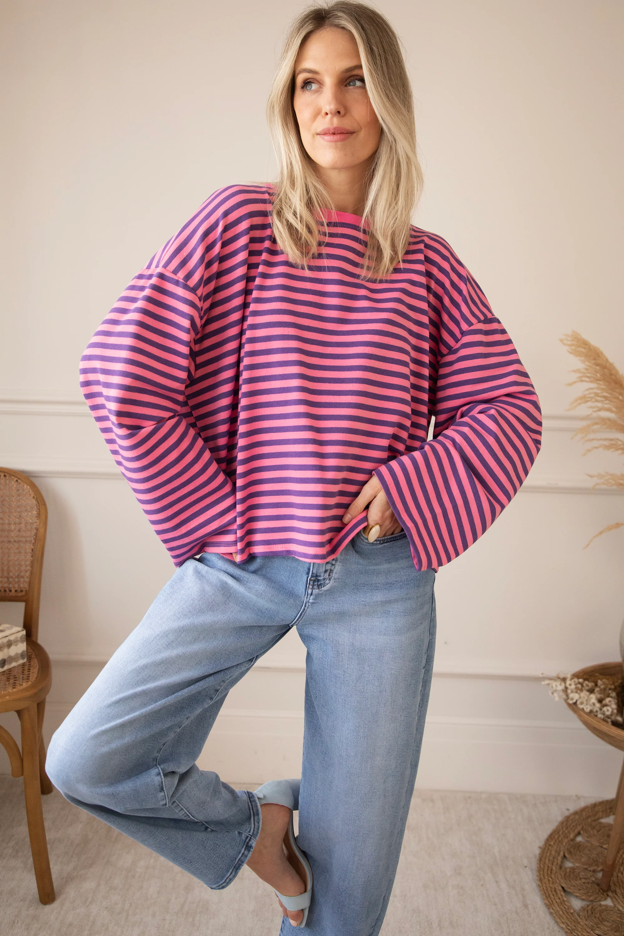 Sadie Stripe Amour Pink/Dark Blue - Longsleeve - Image 8